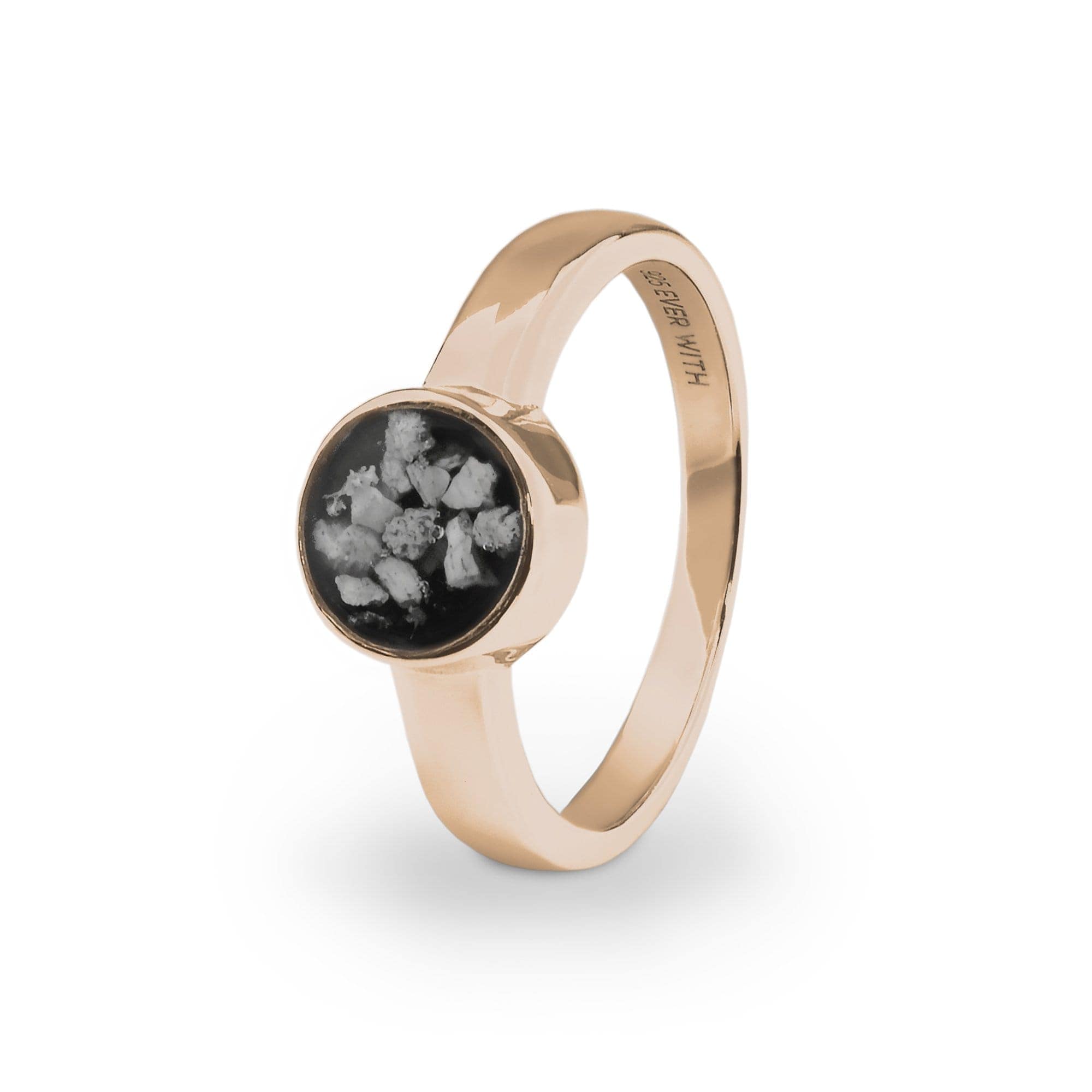 EverWith Ladies Classic Round Memorial Ashes Ring 9k Rose Gold Black