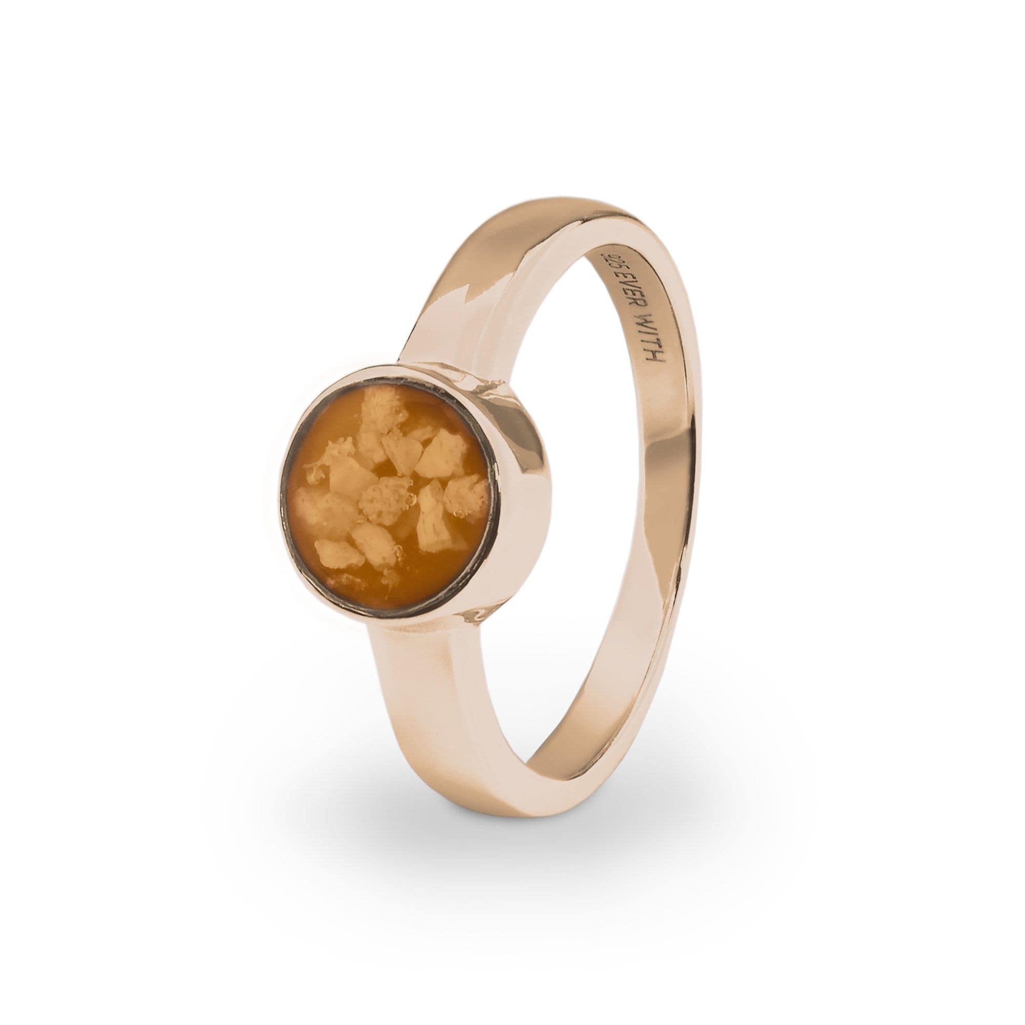 EverWith Ladies Classic Round Memorial Ashes Ring 9k Rose Gold Orange