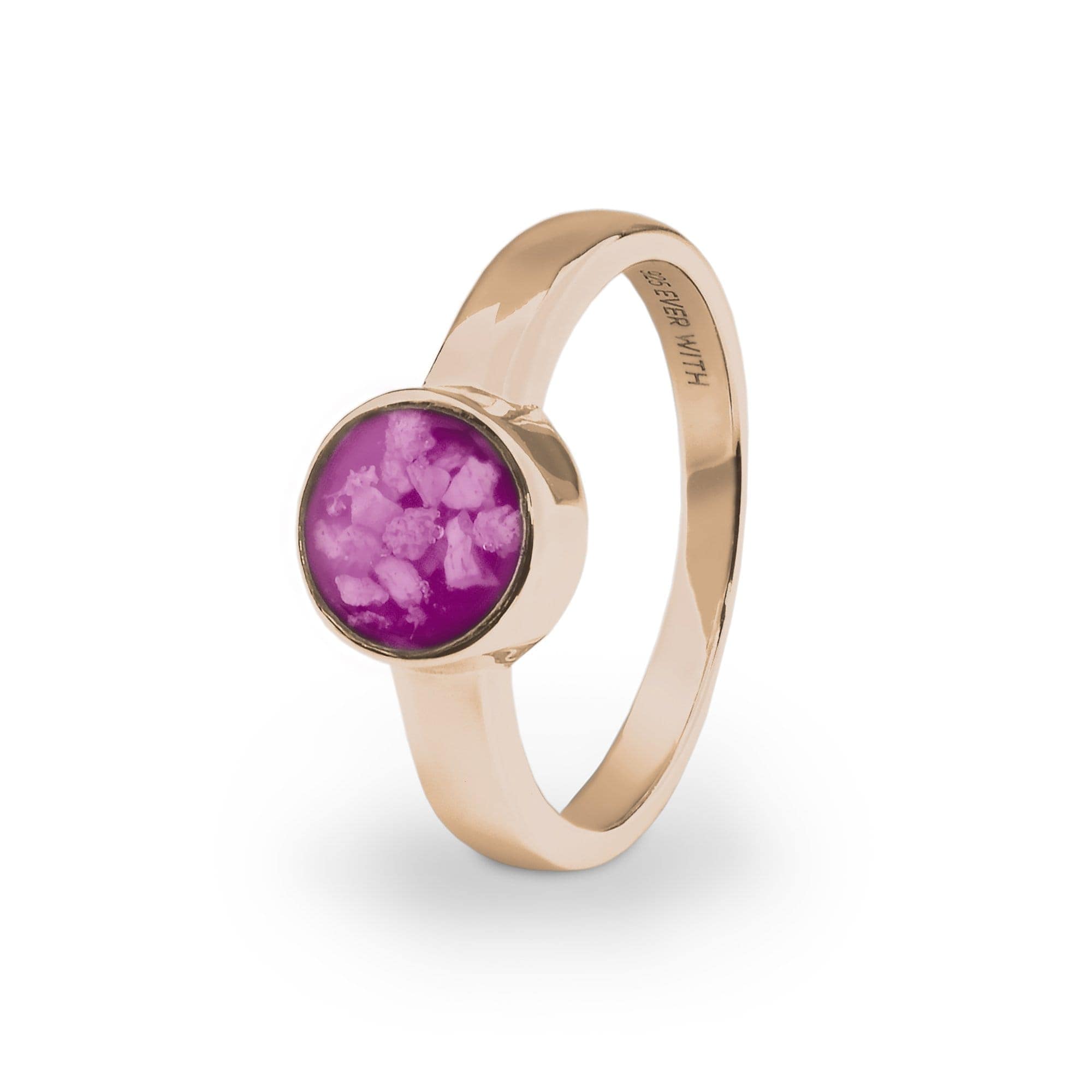 EverWith Ladies Classic Round Memorial Ashes Ring 9k Rose Gold Pink