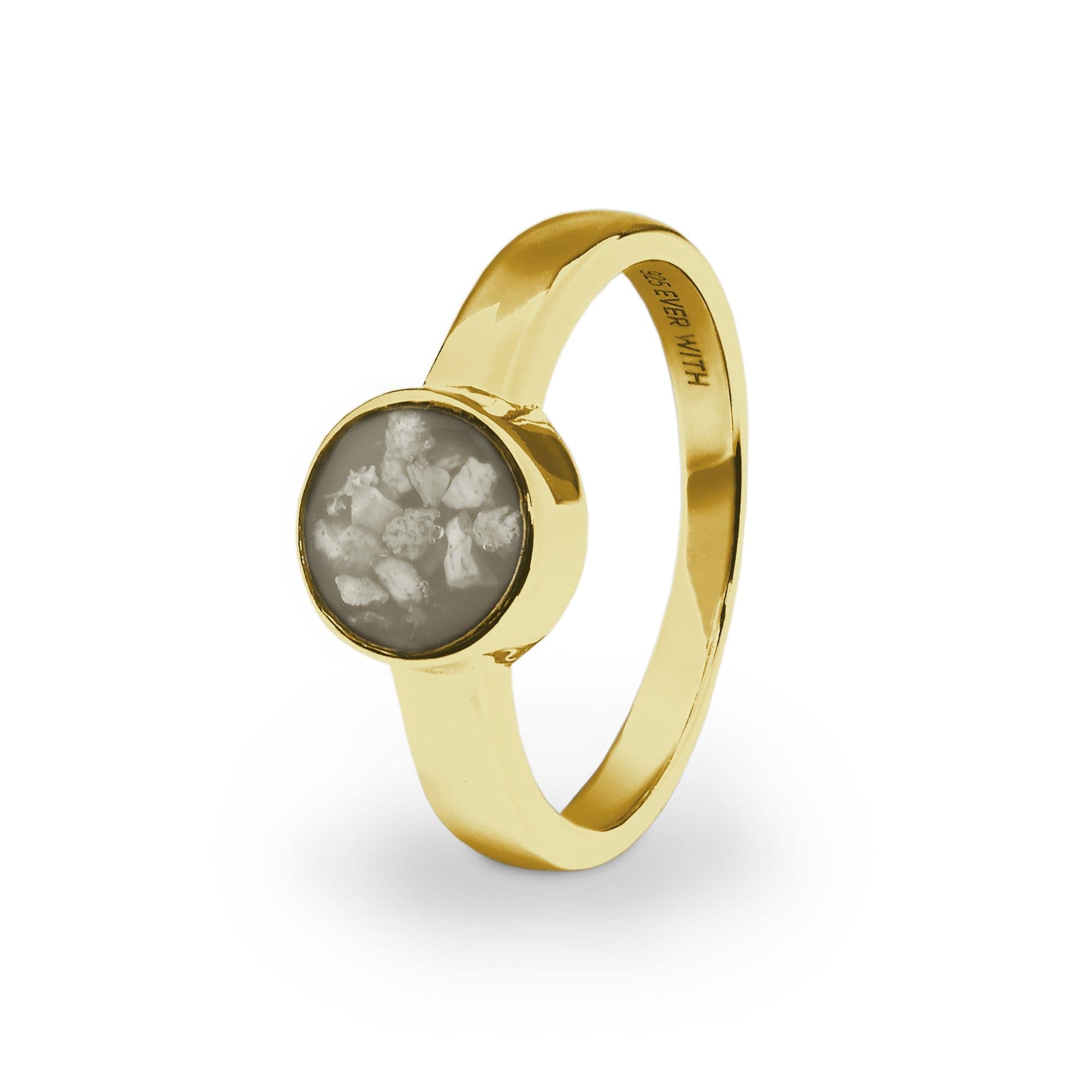EverWith Ladies Classic Round Memorial Ashes Ring 9k Yellow Gold Transparent