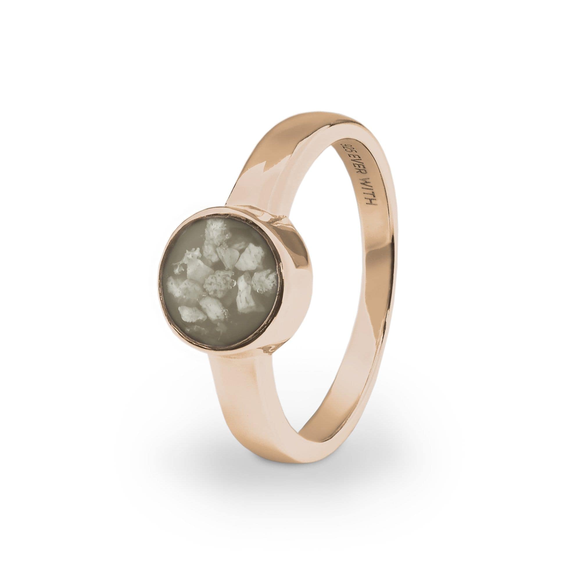 EverWith Ladies Classic Round Memorial Ashes Ring 9k Rose Gold Transparent