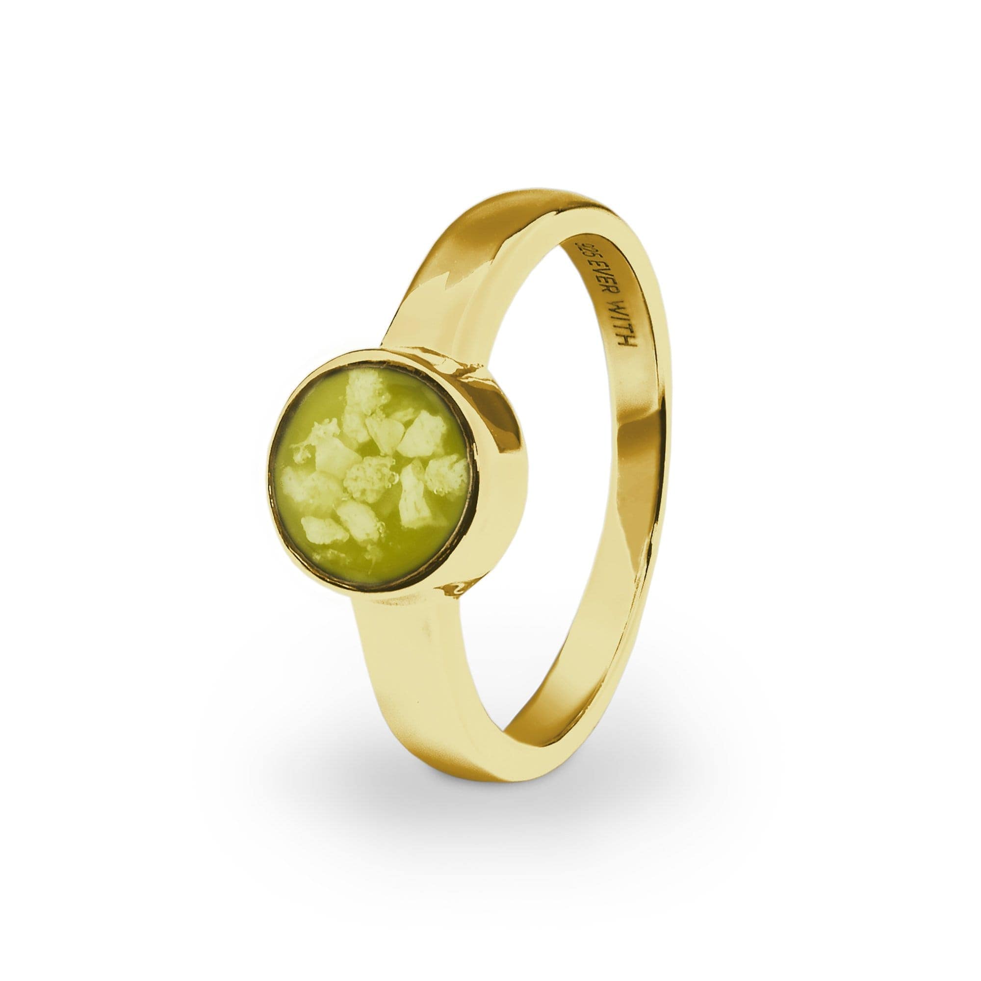 EverWith Ladies Classic Round Memorial Ashes Ring 9k Yellow Gold Yellow