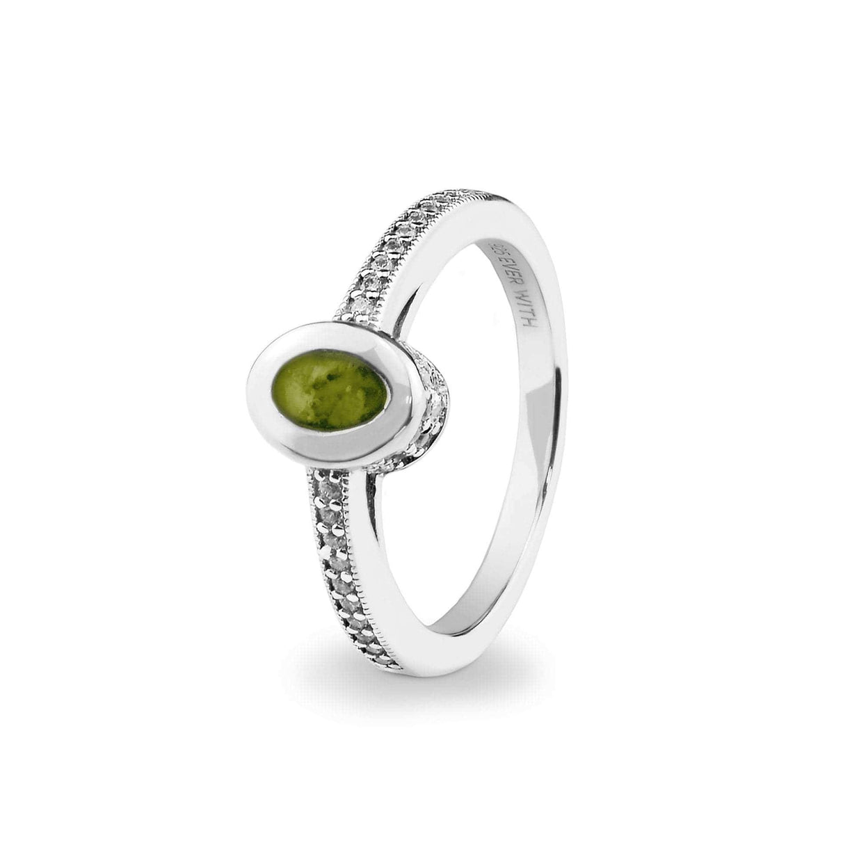 Load image into Gallery viewer, EverWith Ladies Oval Halo Memorial Ashes Ring with Fine Crystals