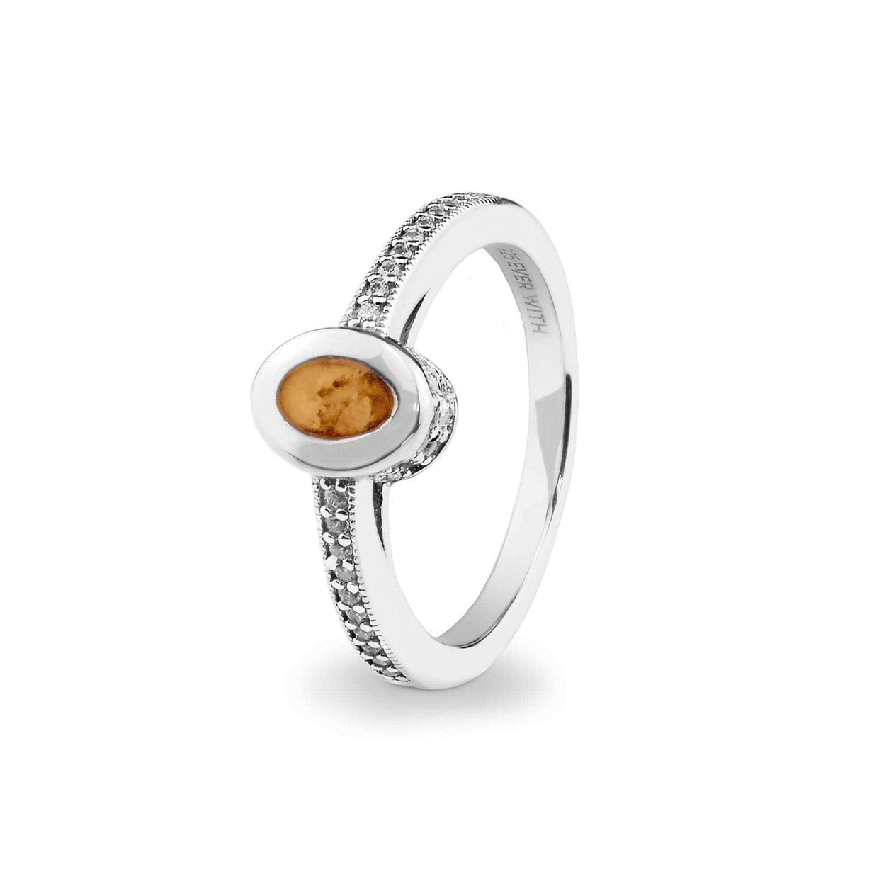Load image into Gallery viewer, EverWith Ladies Oval Halo Memorial Ashes Ring with Fine Crystals