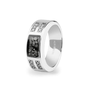 EverWith Gents Oblong Memorial Ashes Ring with Fine Crystals