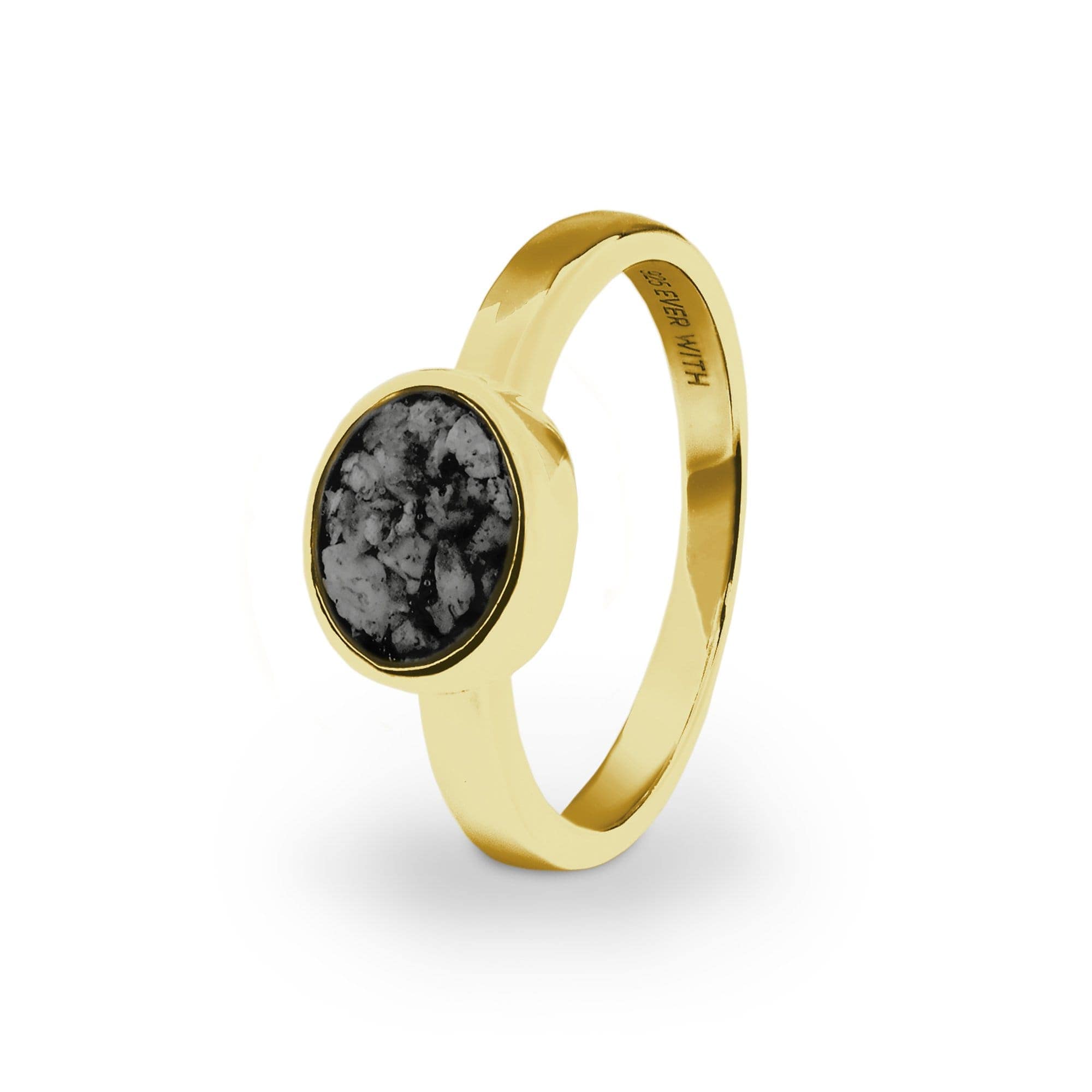EverWith Ladies Oval Memorial Ashes Ring 9k Yellow Gold Black