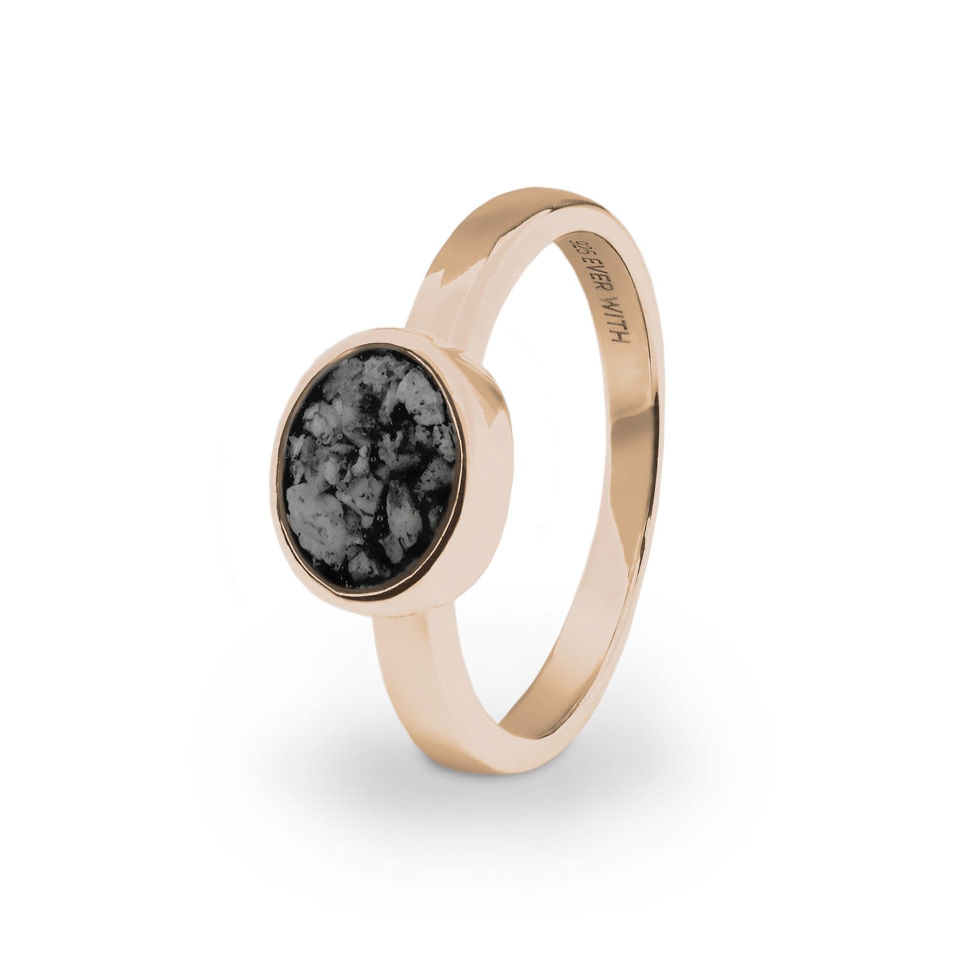 EverWith Ladies Oval Memorial Ashes Ring 9k Rose Gold Black