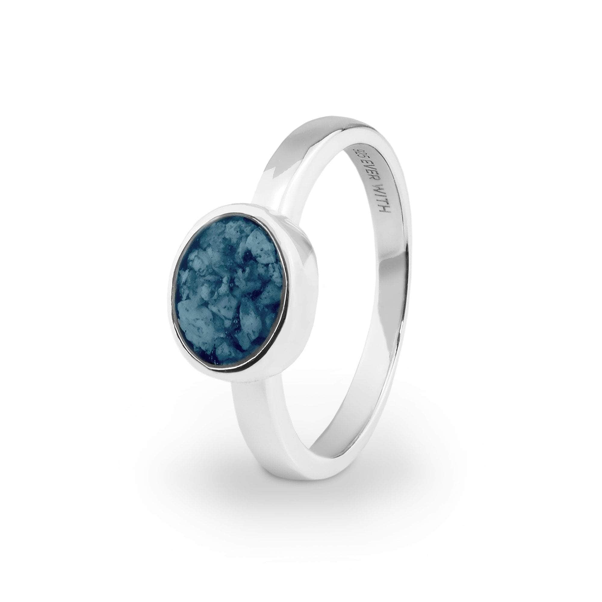 EverWith Ladies Oval Memorial Ashes Ring Blue