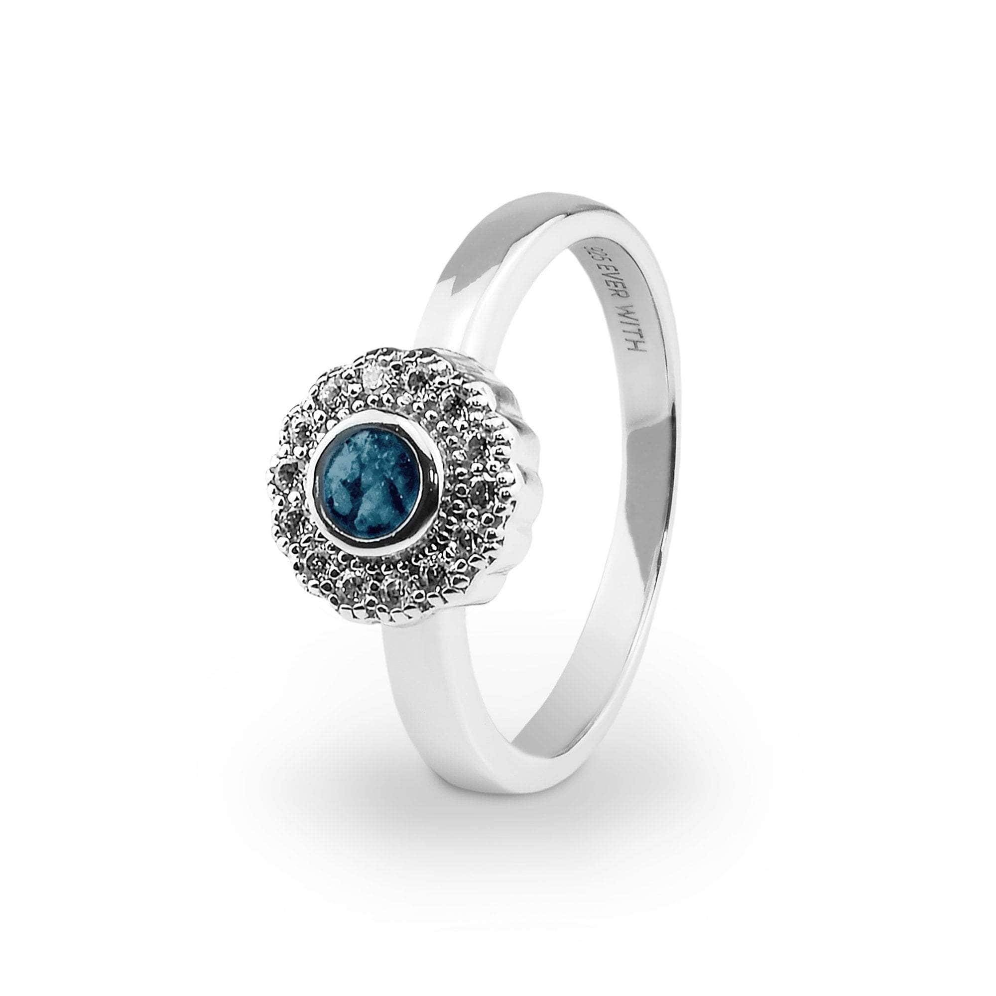 EverWith Ladies Petals Memorial Ashes Ring with Fine Crystals Blue