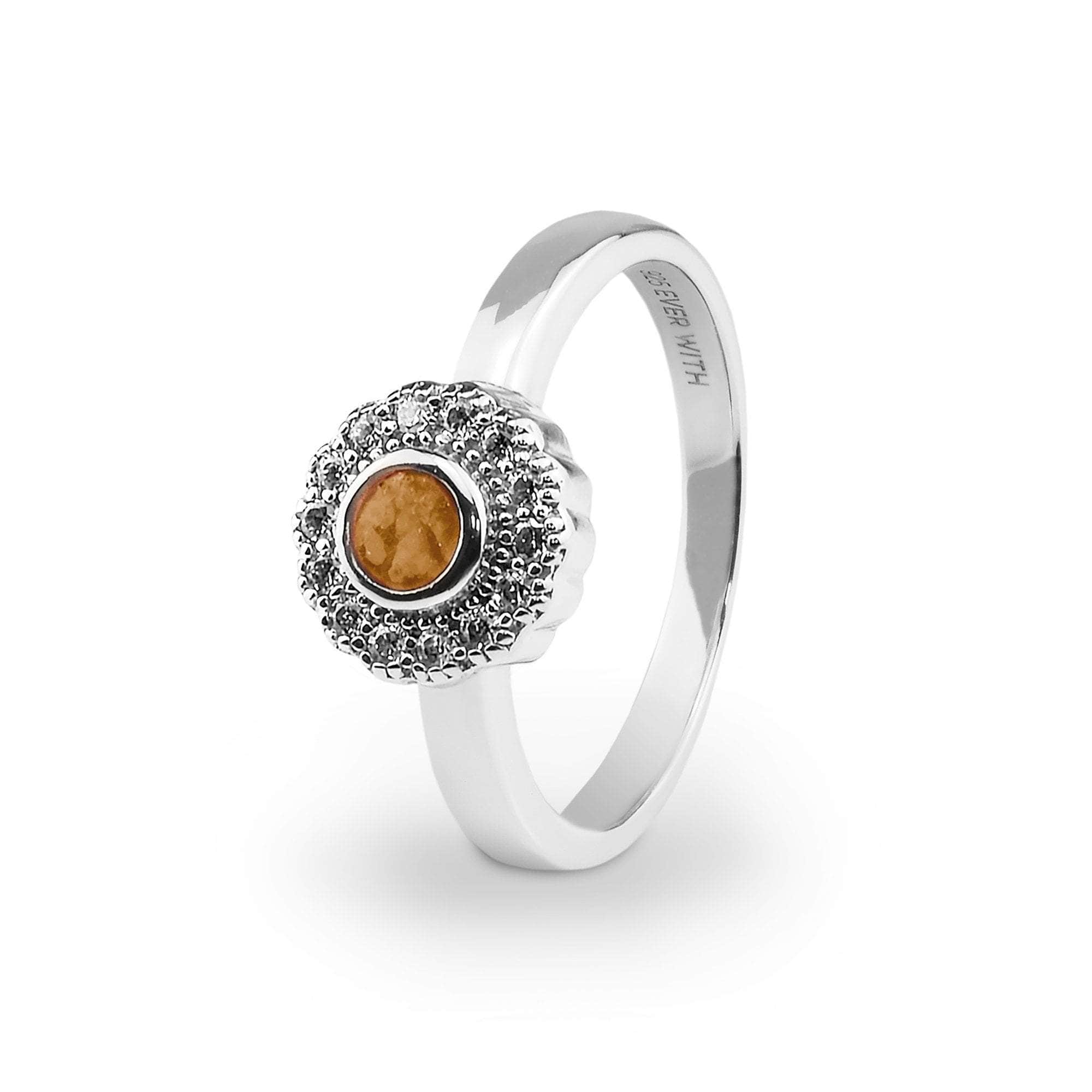 EverWith Ladies Petals Memorial Ashes Ring with Fine Crystals Orange