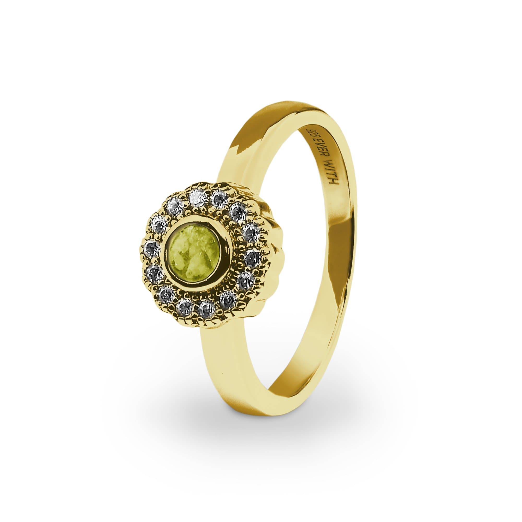 EverWith Ladies Petals Memorial Ashes Ring with Fine Crystals 9k Yellow Gold Yellow