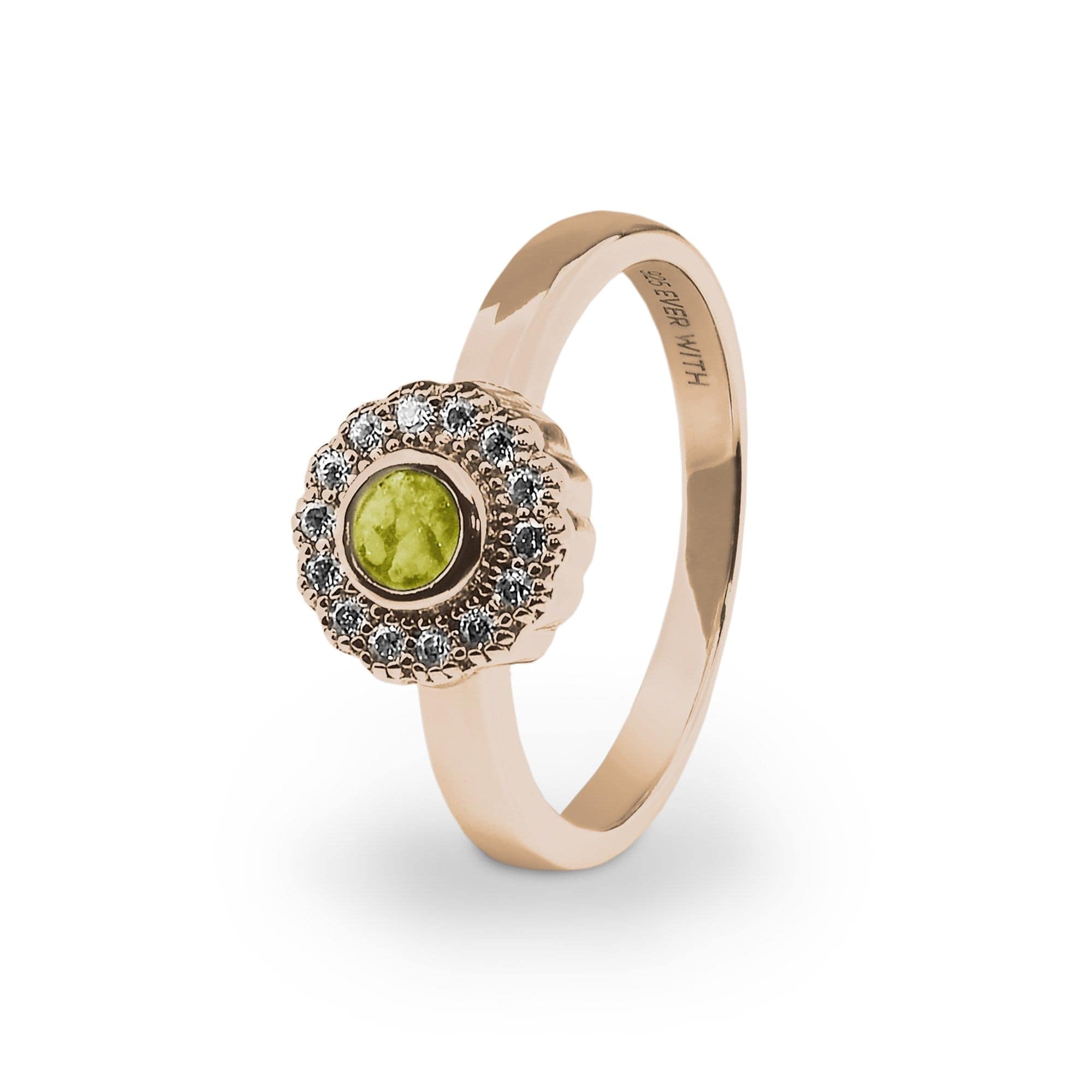 EverWith Ladies Petals Memorial Ashes Ring with Fine Crystals 9k Rose Gold Yellow