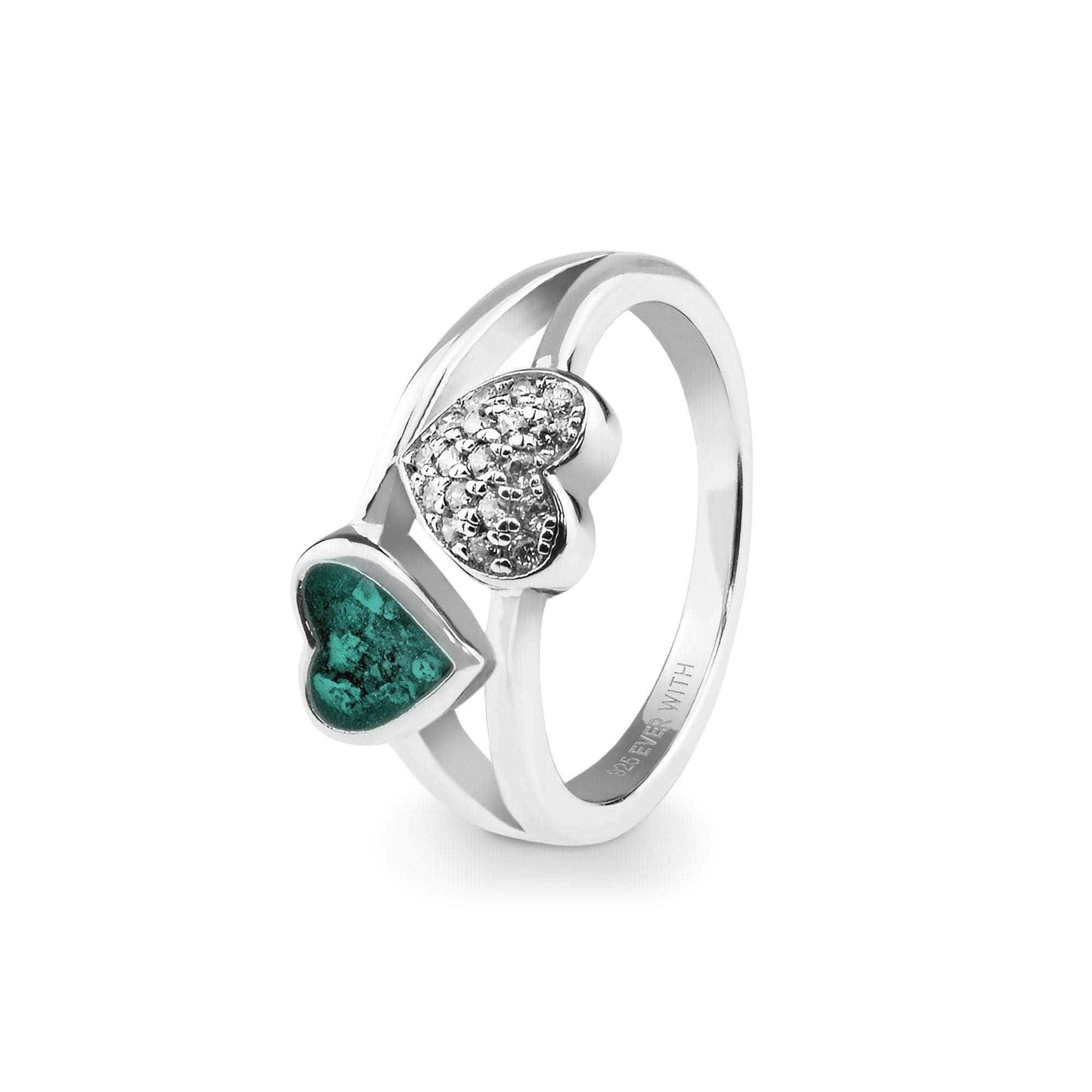 EverWith Ladies Cherish Memorial Ashes Ring with Fine Crystals Aqua