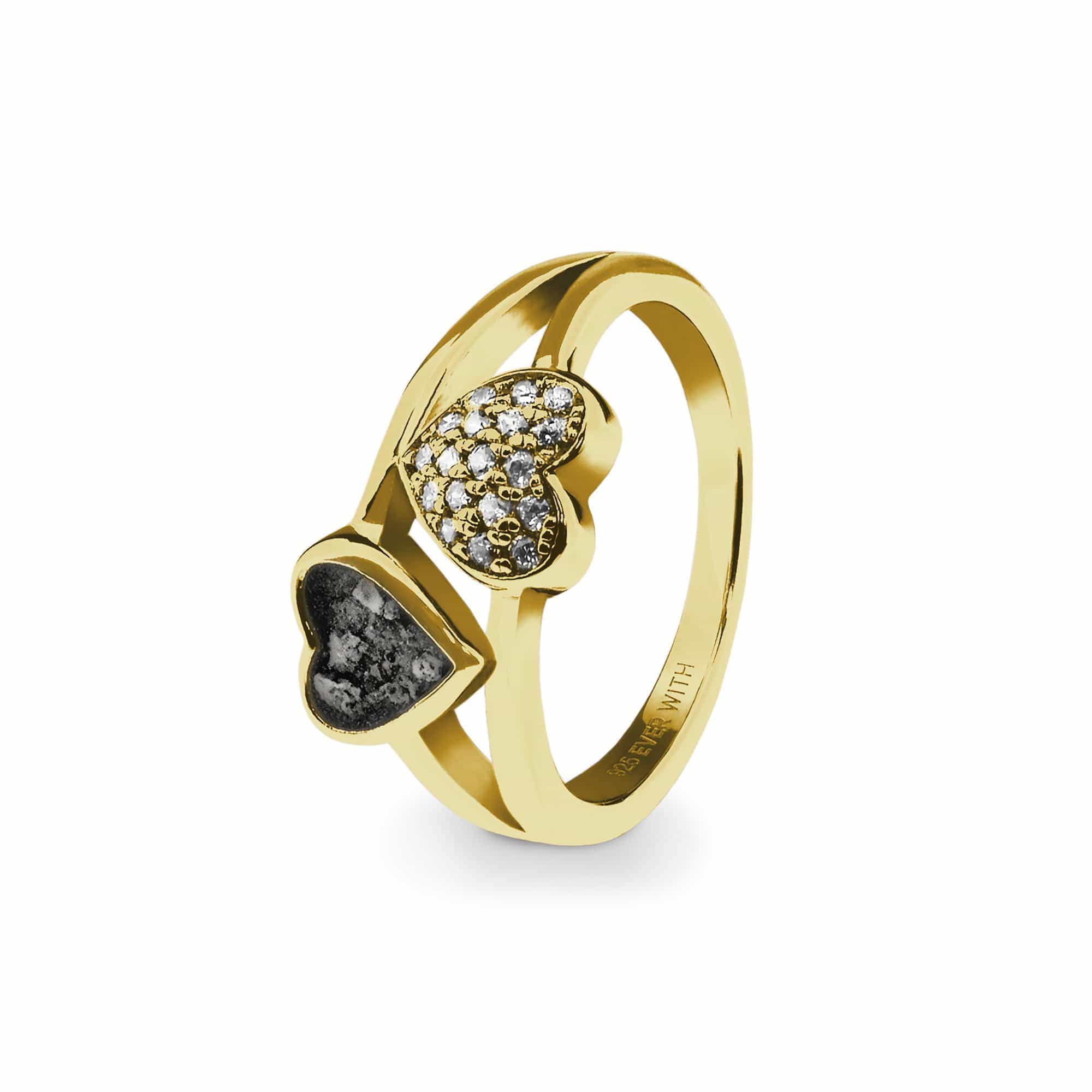 EverWith Ladies Cherish Memorial Ashes Ring with Fine Crystals 9k Yellow Gold Black