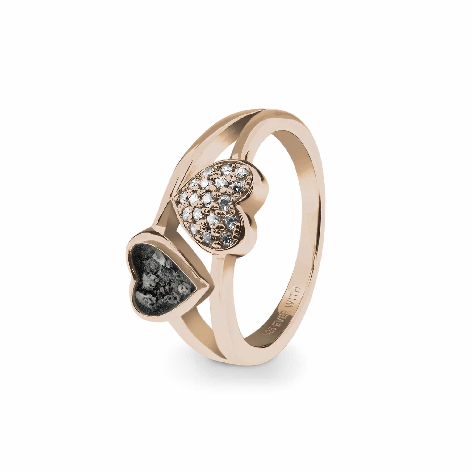 EverWith Ladies Cherish Memorial Ashes Ring with Fine Crystals 9k Rose Gold Black