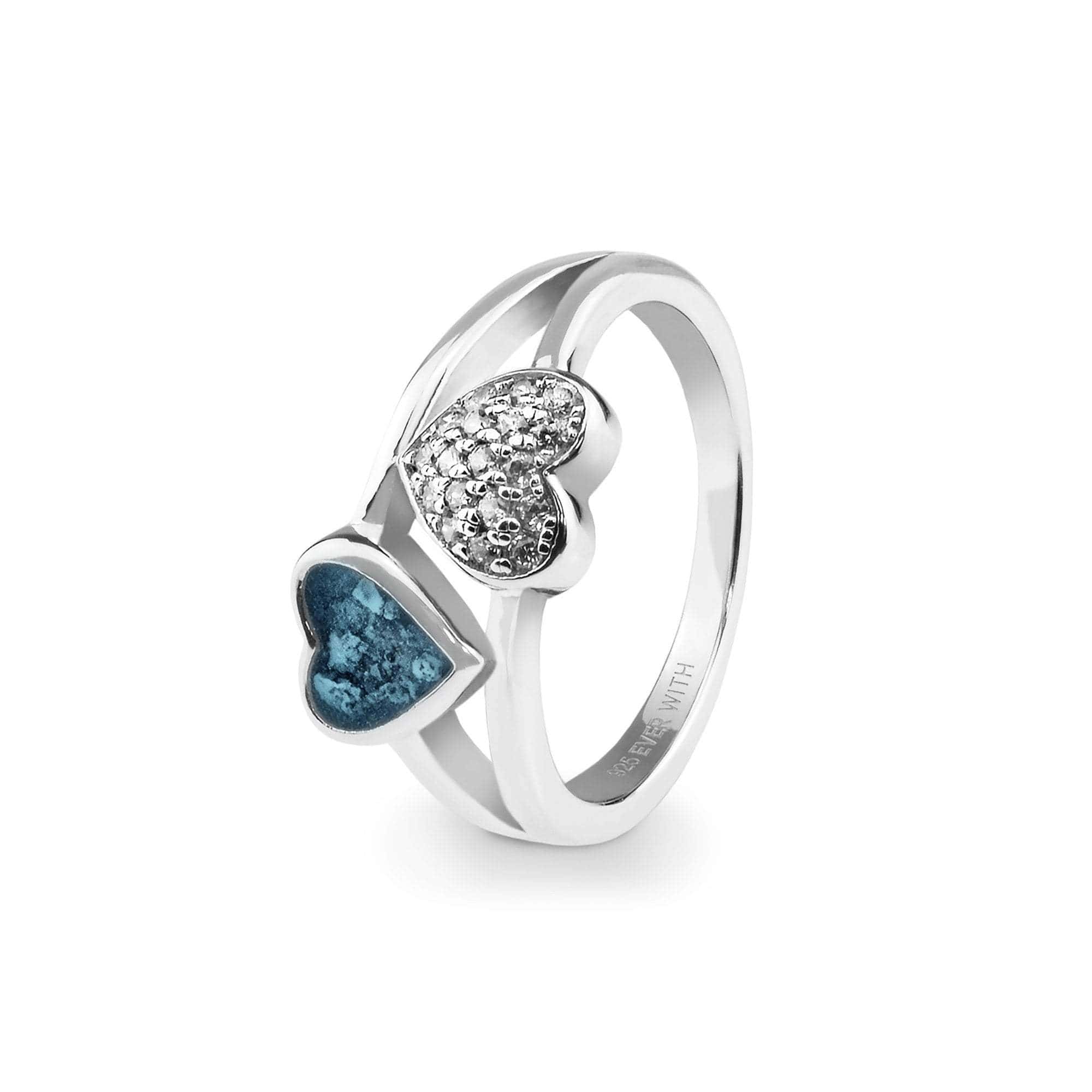 EverWith Ladies Cherish Memorial Ashes Ring with Fine Crystals Blue