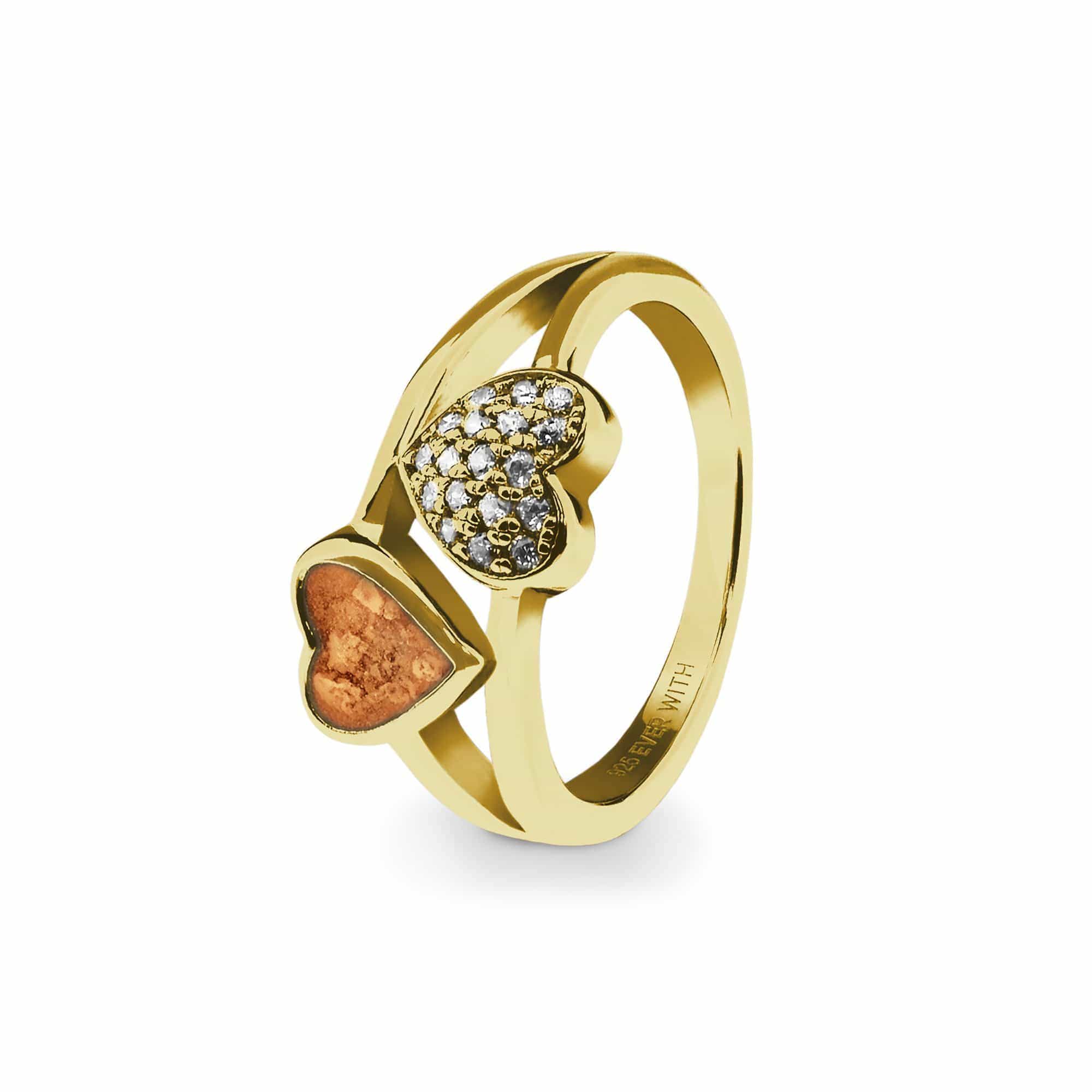 EverWith Ladies Cherish Memorial Ashes Ring with Fine Crystals 9k Yellow Gold Orange