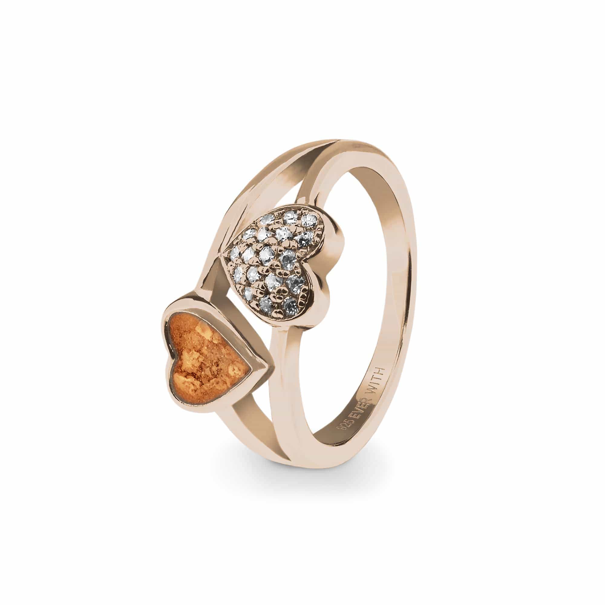 EverWith Ladies Cherish Memorial Ashes Ring with Fine Crystals 9k Rose Gold Orange
