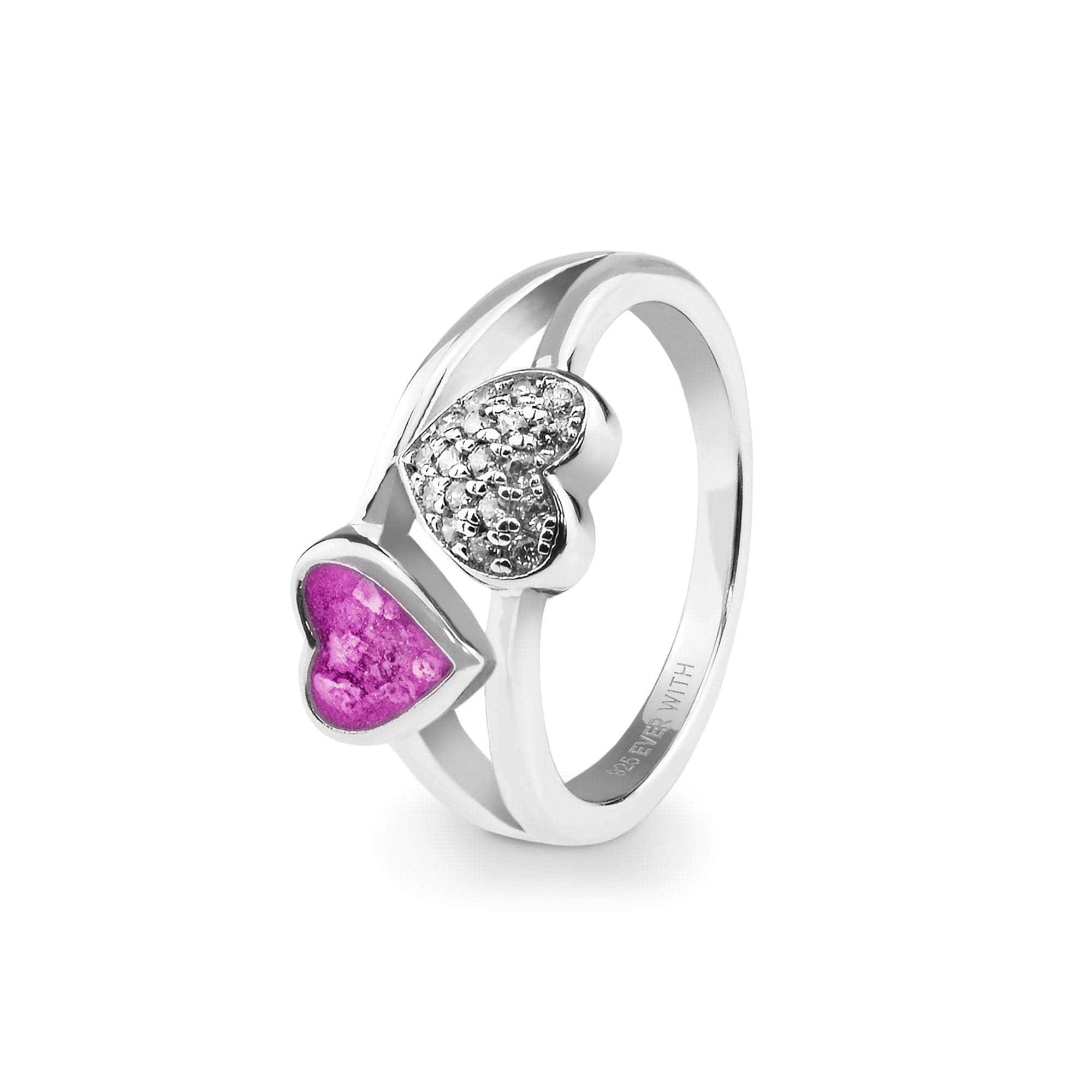 EverWith Ladies Cherish Memorial Ashes Ring with Fine Crystals Pink