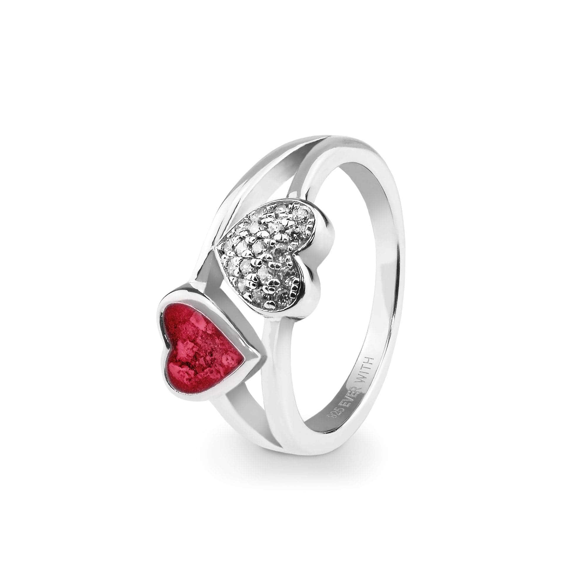 EverWith Ladies Cherish Memorial Ashes Ring with Fine Crystals Red