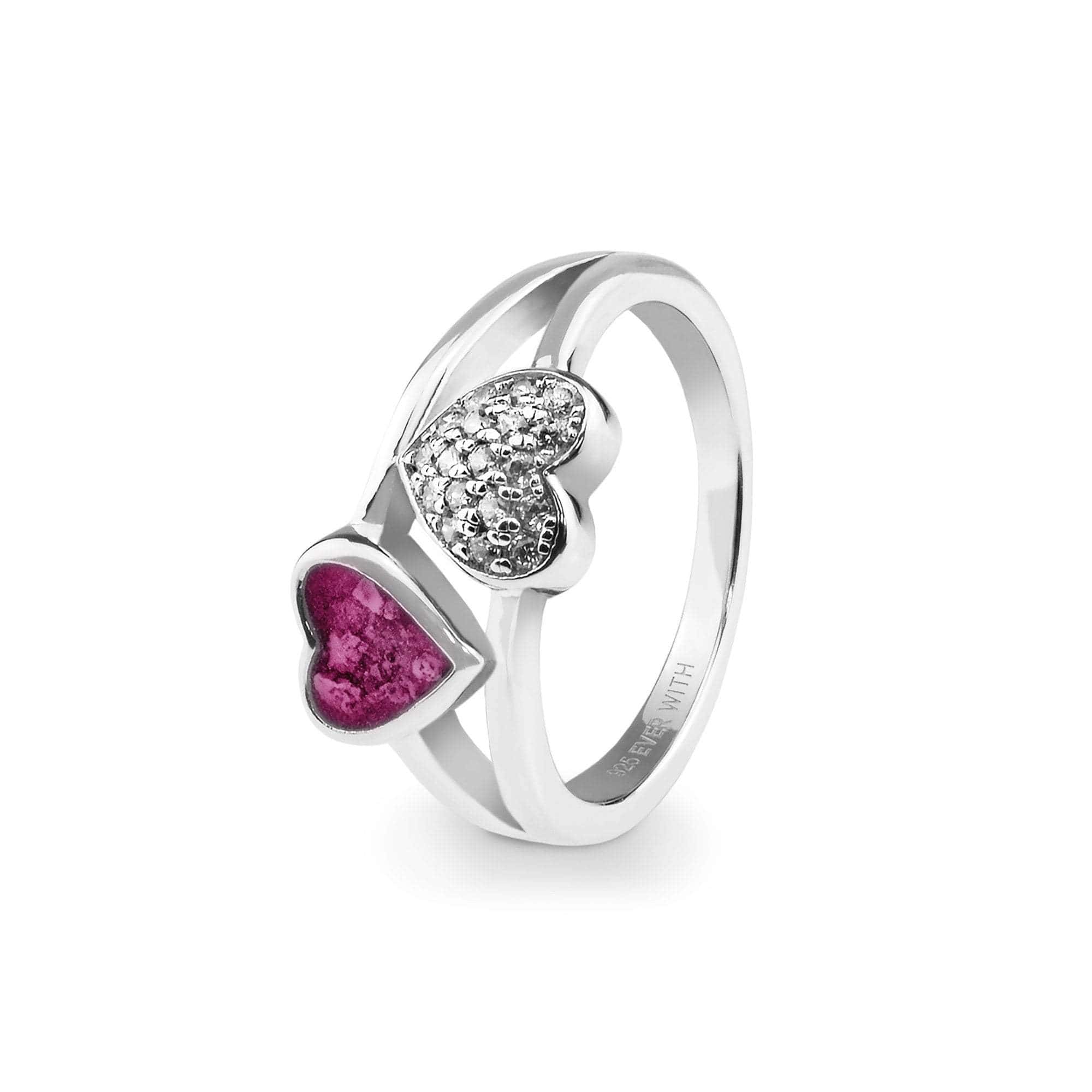 EverWith Ladies Cherish Memorial Ashes Ring with Fine Crystals Violet