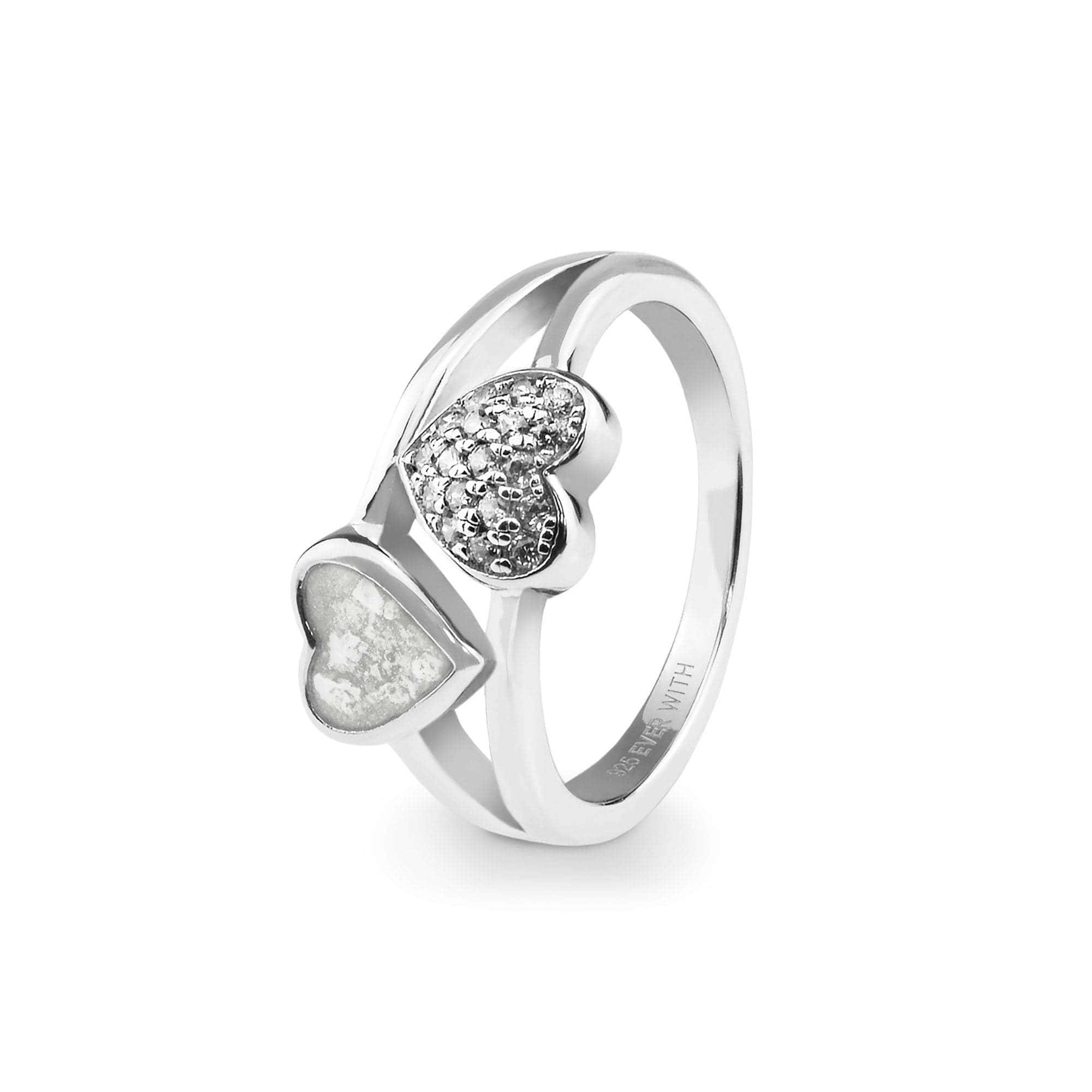 EverWith Ladies Cherish Memorial Ashes Ring with Fine Crystals White