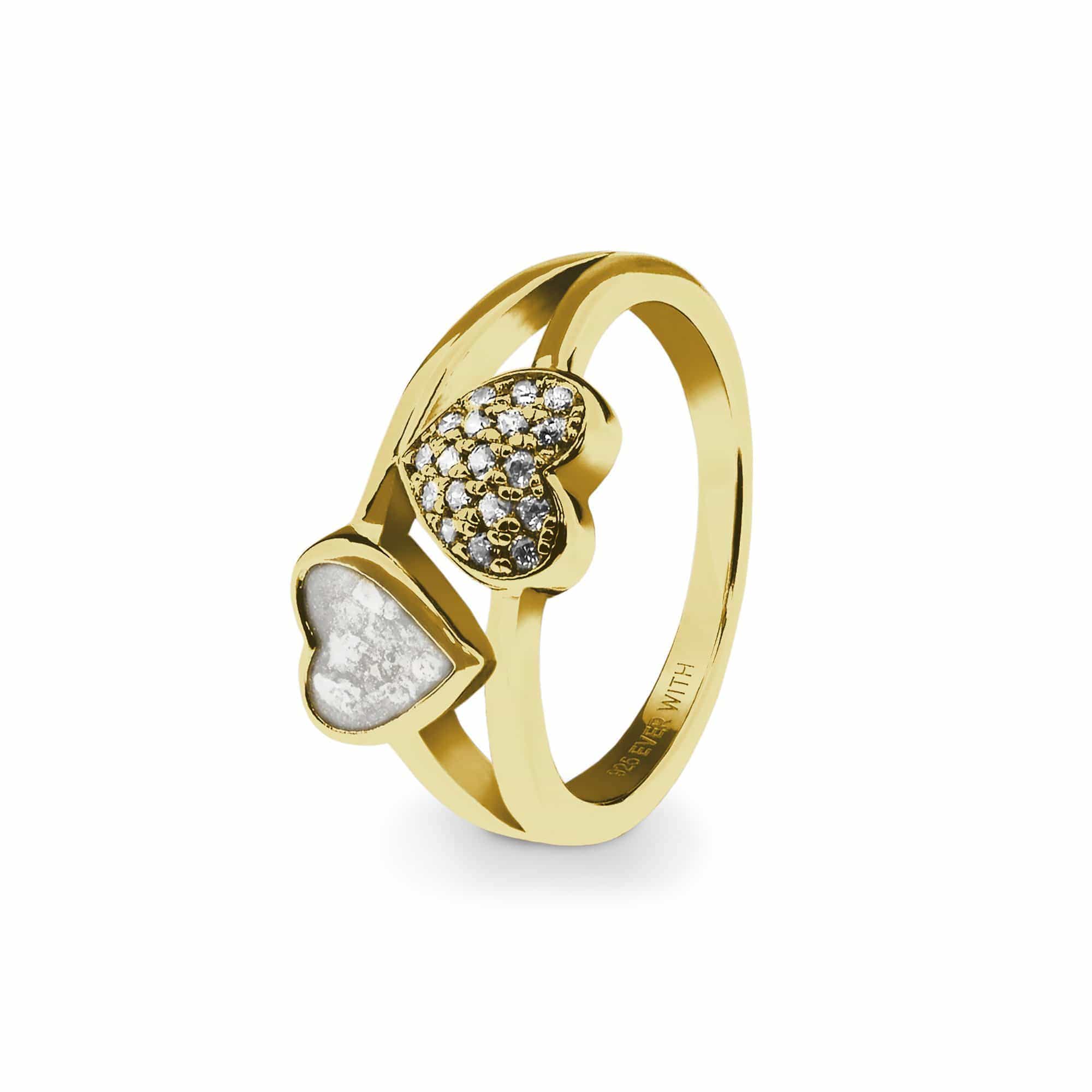 EverWith Ladies Cherish Memorial Ashes Ring with Fine Crystals 9k Yellow Gold White