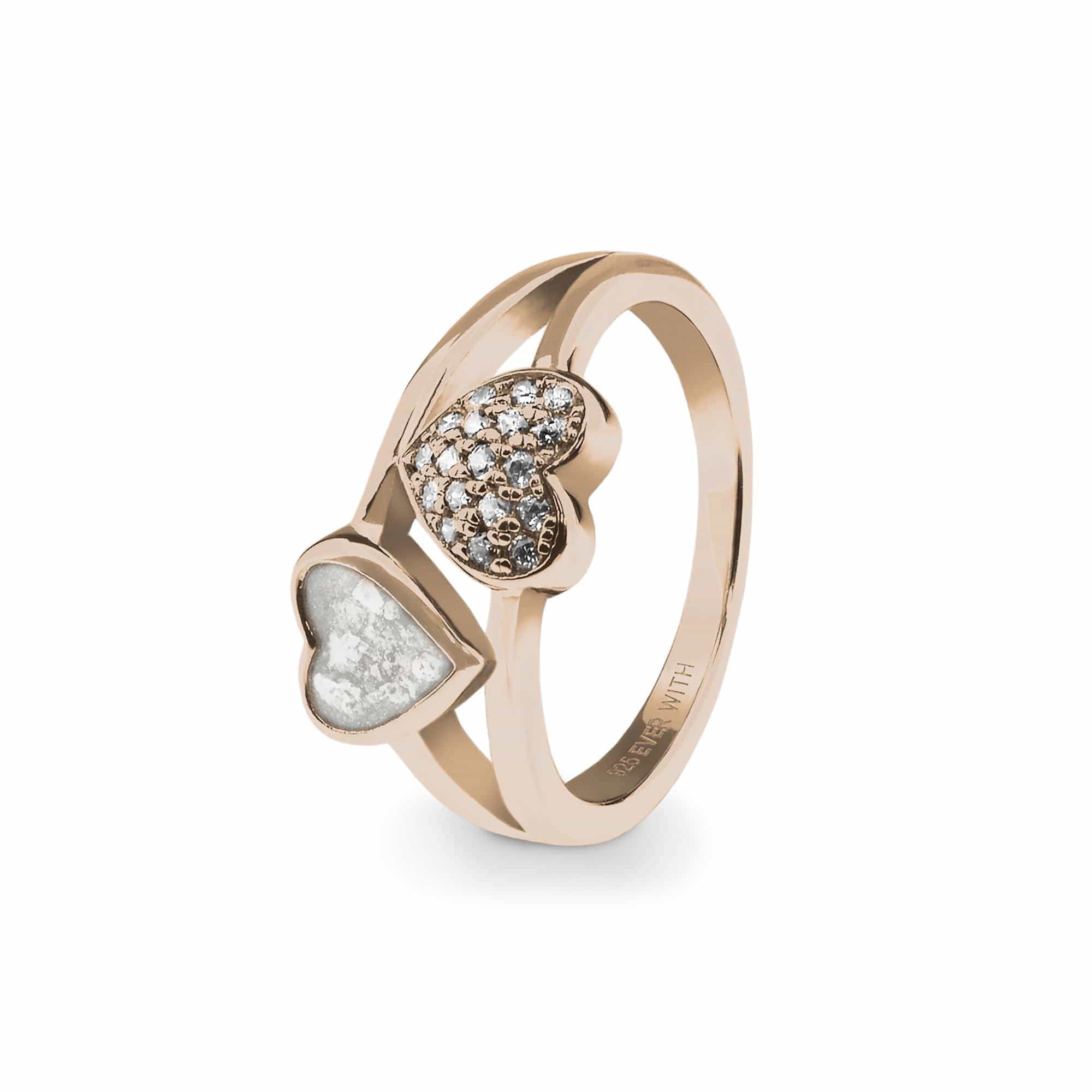 EverWith Ladies Cherish Memorial Ashes Ring with Fine Crystals 9k Rose Gold White