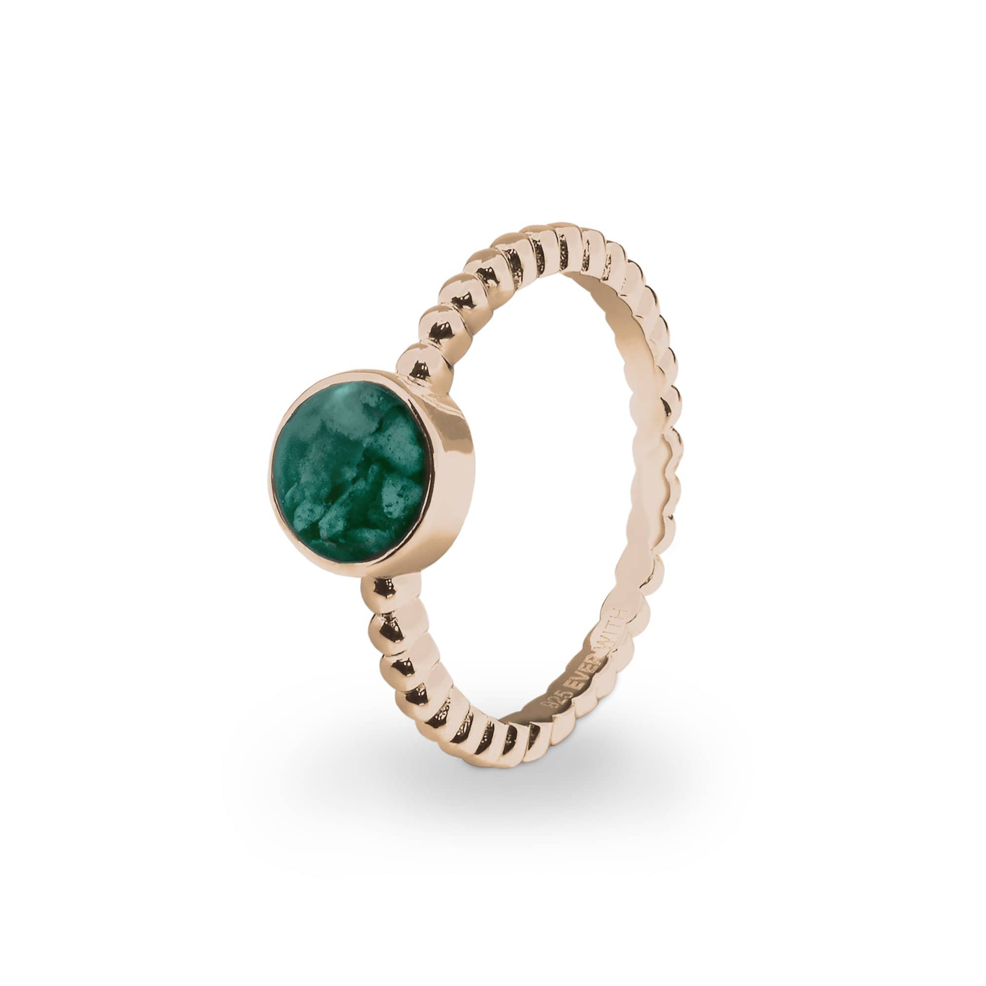 EverWith Ladies Round Bubble Band Memorial Ashes Ring 9k Rose Gold Aqua