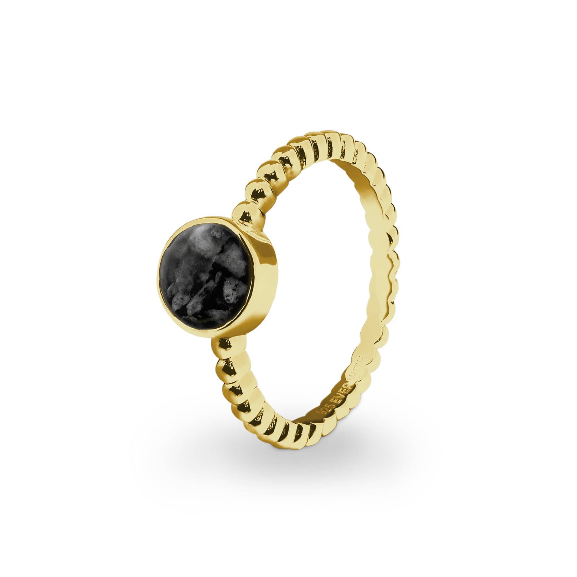 EverWith Ladies Round Bubble Band Memorial Ashes Ring 9k Yellow Gold Black