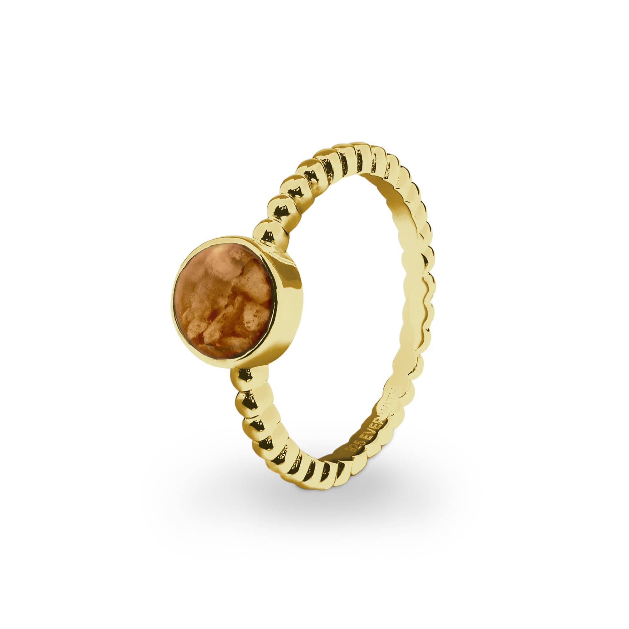 EverWith Ladies Round Bubble Band Memorial Ashes Ring 9k Yellow Gold Orange