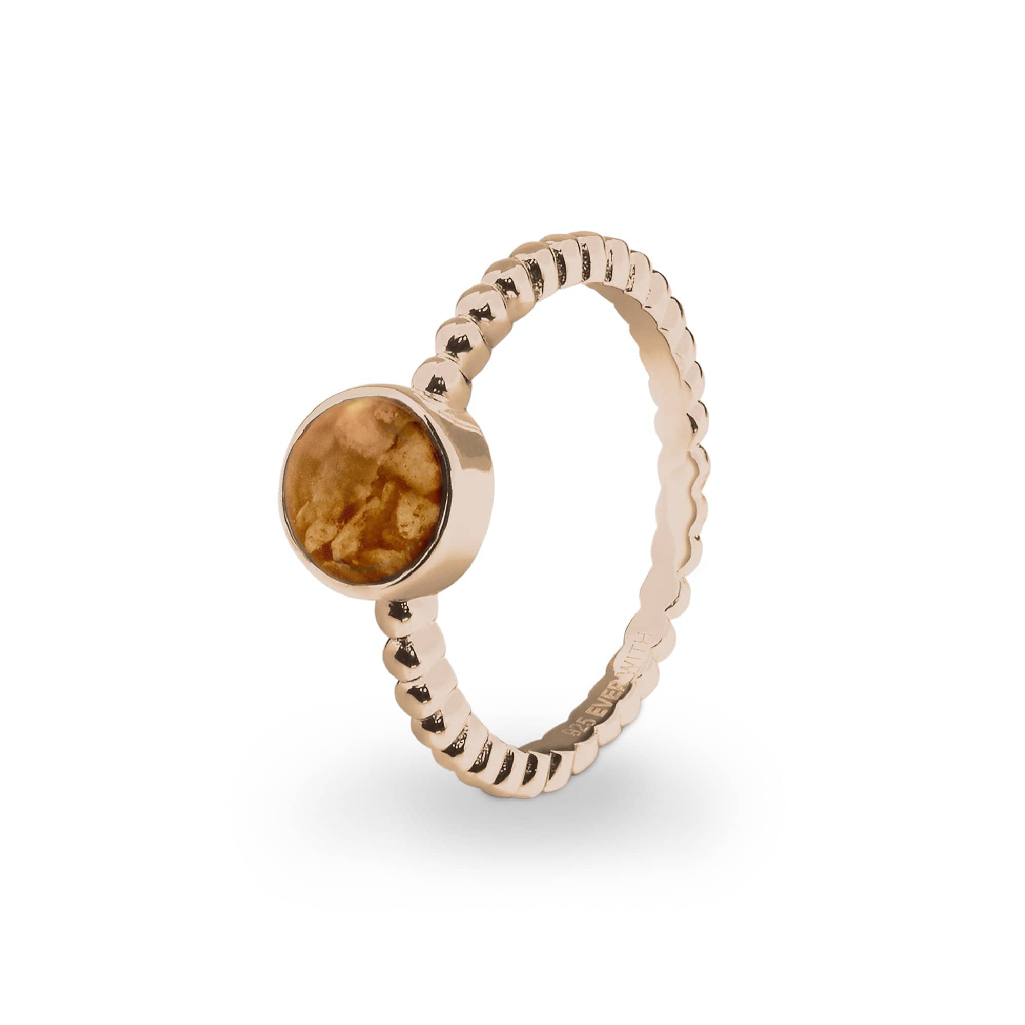 EverWith Ladies Round Bubble Band Memorial Ashes Ring 9k Rose Gold Orange