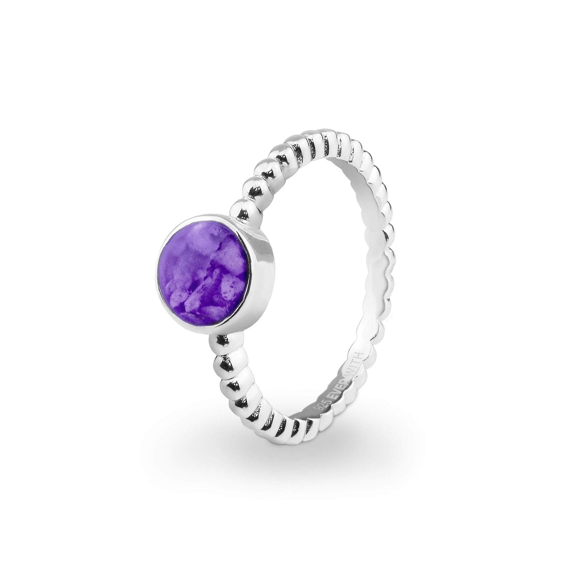 EverWith Ladies Round Bubble Band Memorial Ashes Ring Purple