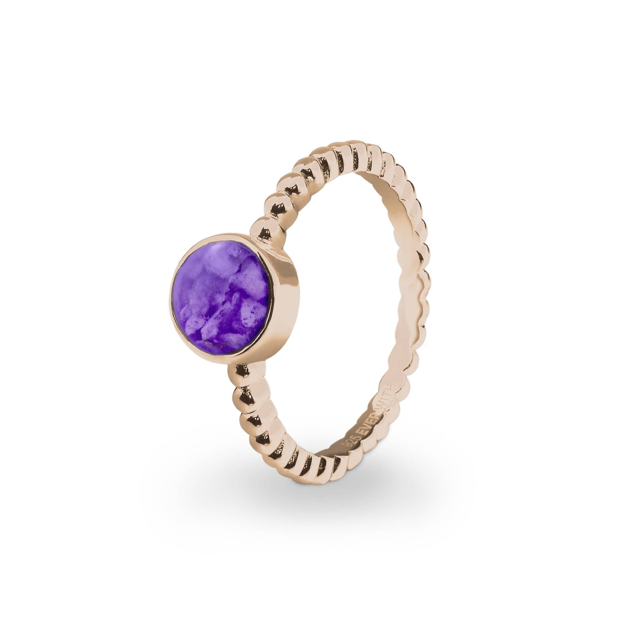 EverWith Ladies Round Bubble Band Memorial Ashes Ring 9k Rose Gold Purple