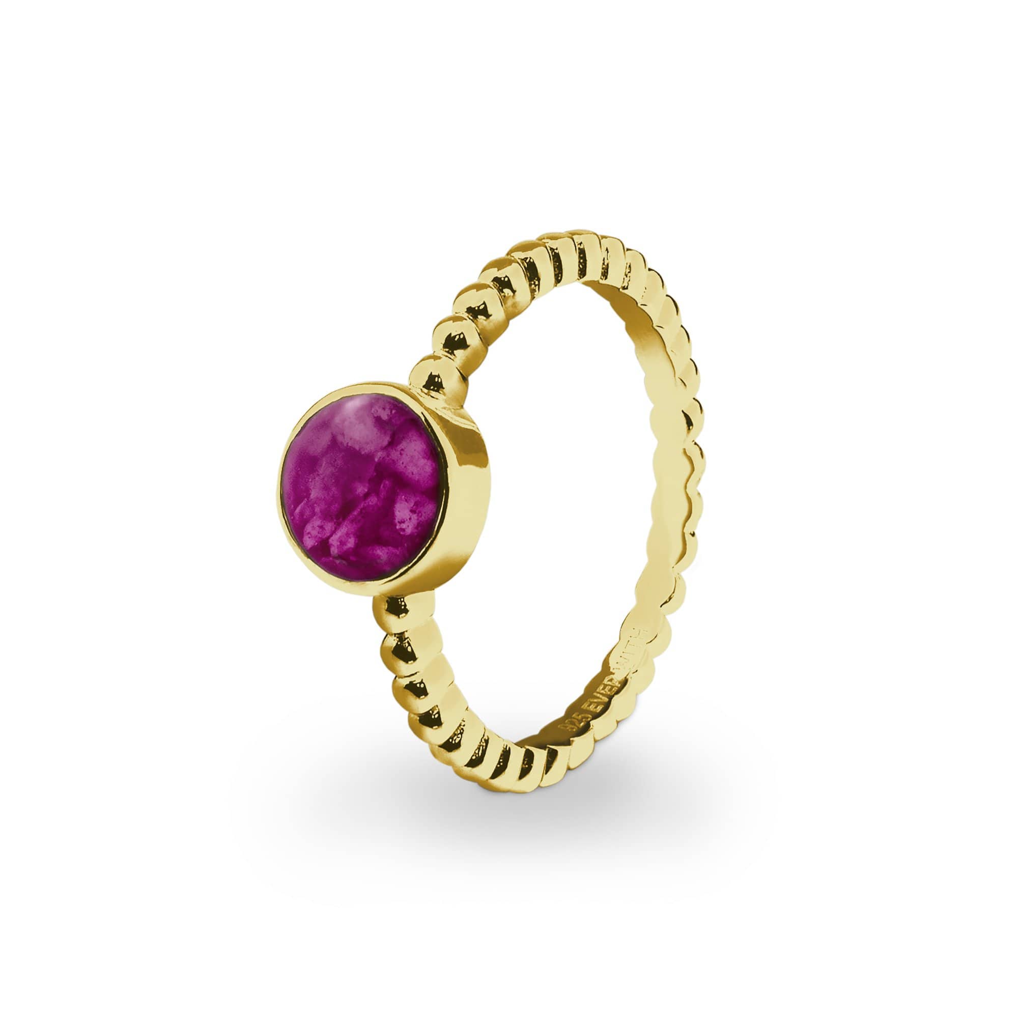 EverWith Ladies Round Bubble Band Memorial Ashes Ring 9k Yellow Gold Violet