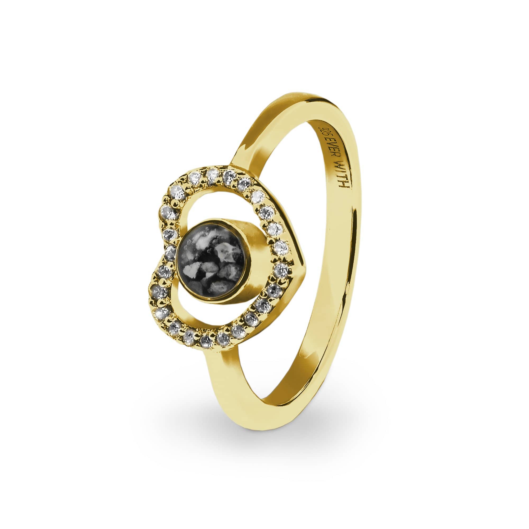 EverWith Ladies Forever Memorial Ashes Ring with Fine Crystals 9k Yellow Gold Black