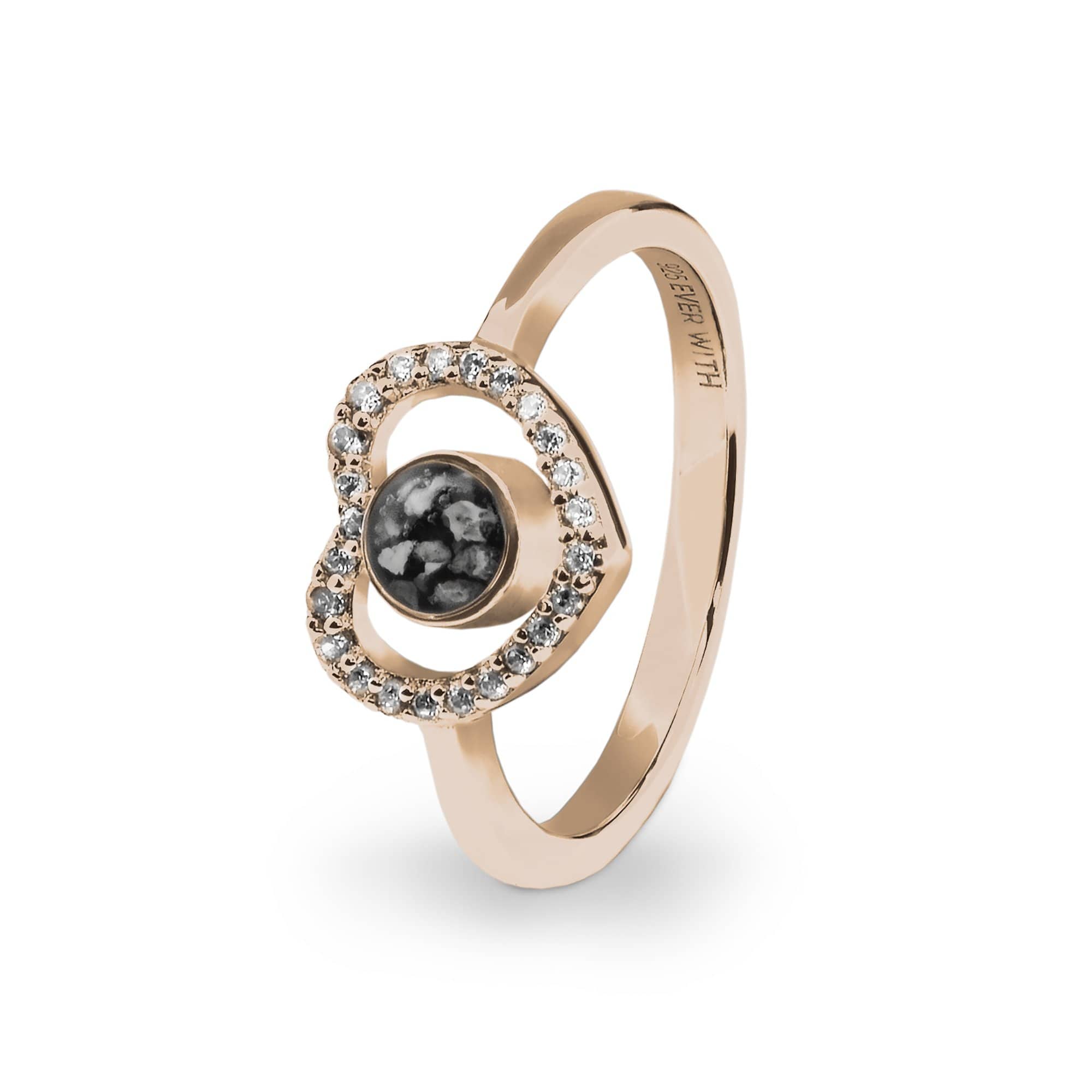 EverWith Ladies Forever Memorial Ashes Ring with Fine Crystals 9k Rose Gold Black