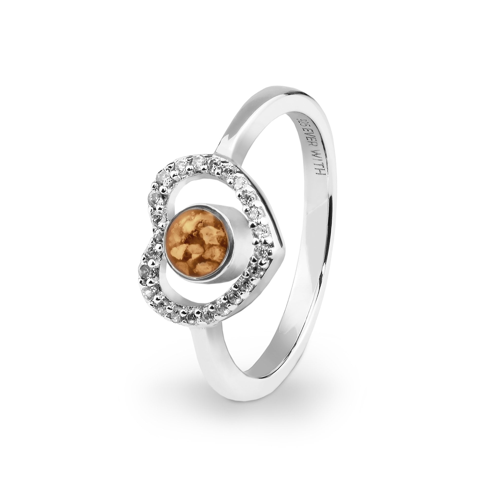 EverWith Ladies Forever Memorial Ashes Ring with Fine Crystals Orange
