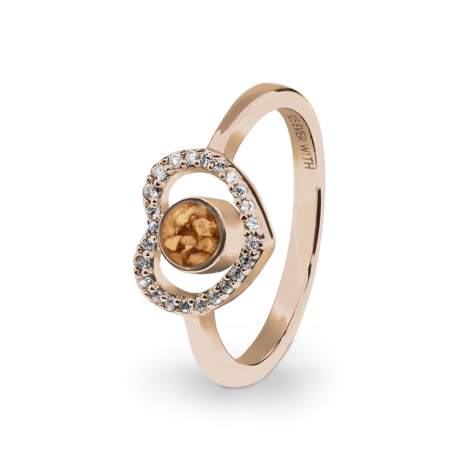 EverWith Ladies Forever Memorial Ashes Ring with Fine Crystals 9k Rose Gold Orange