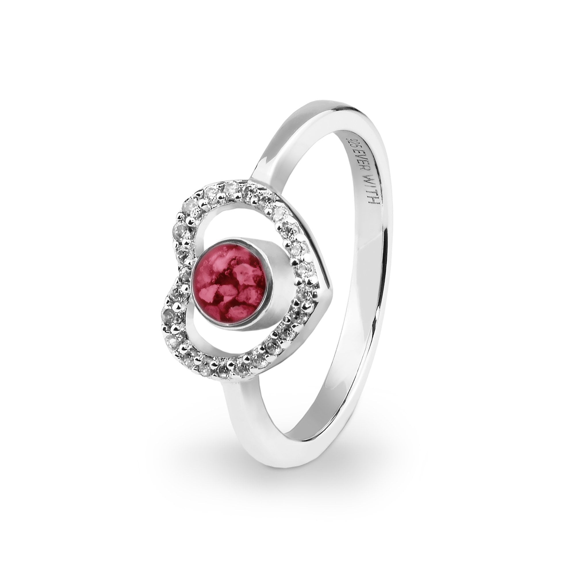 EverWith Ladies Forever Memorial Ashes Ring with Fine Crystals Red