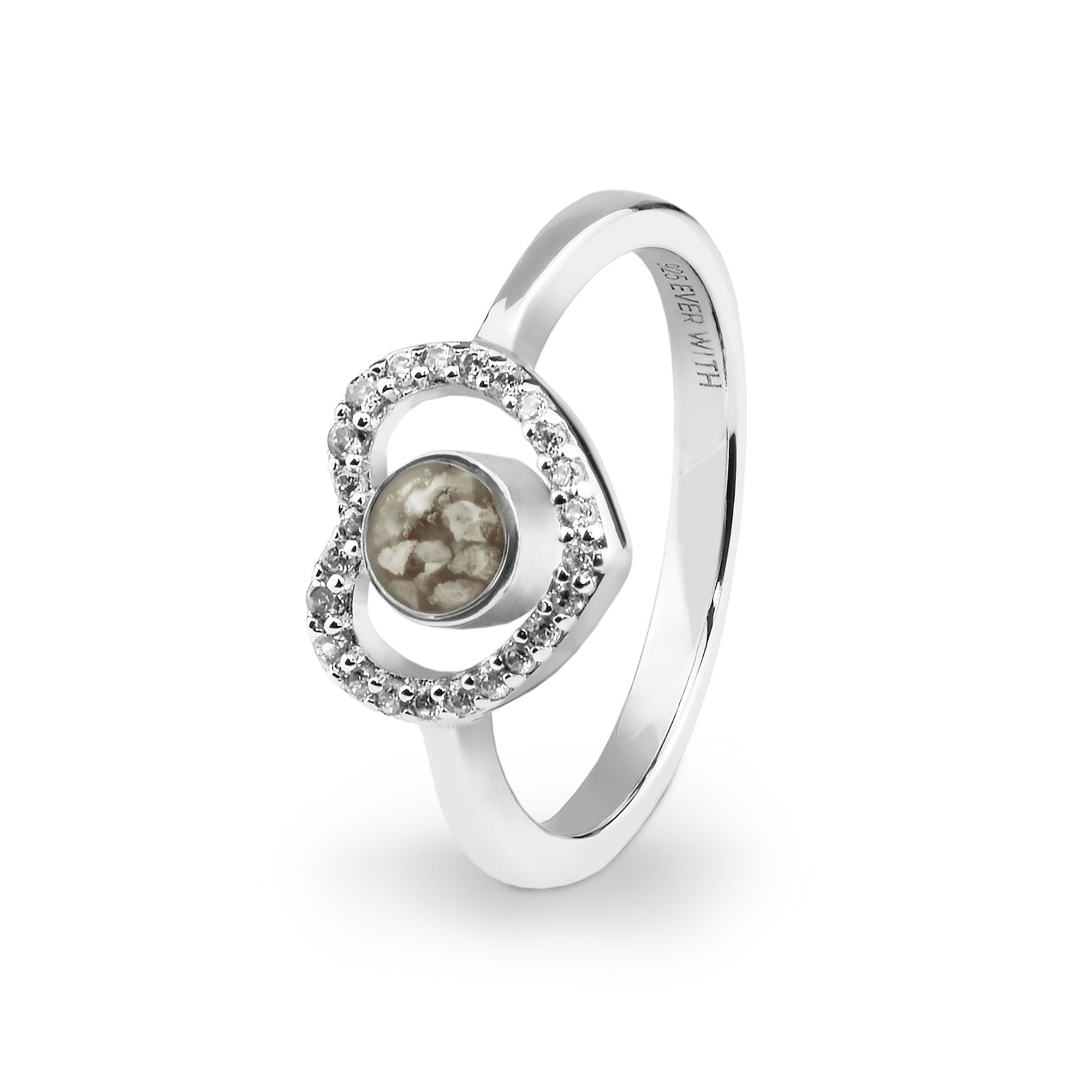 EverWith Ladies Forever Memorial Ashes Ring with Fine Crystals Transparent