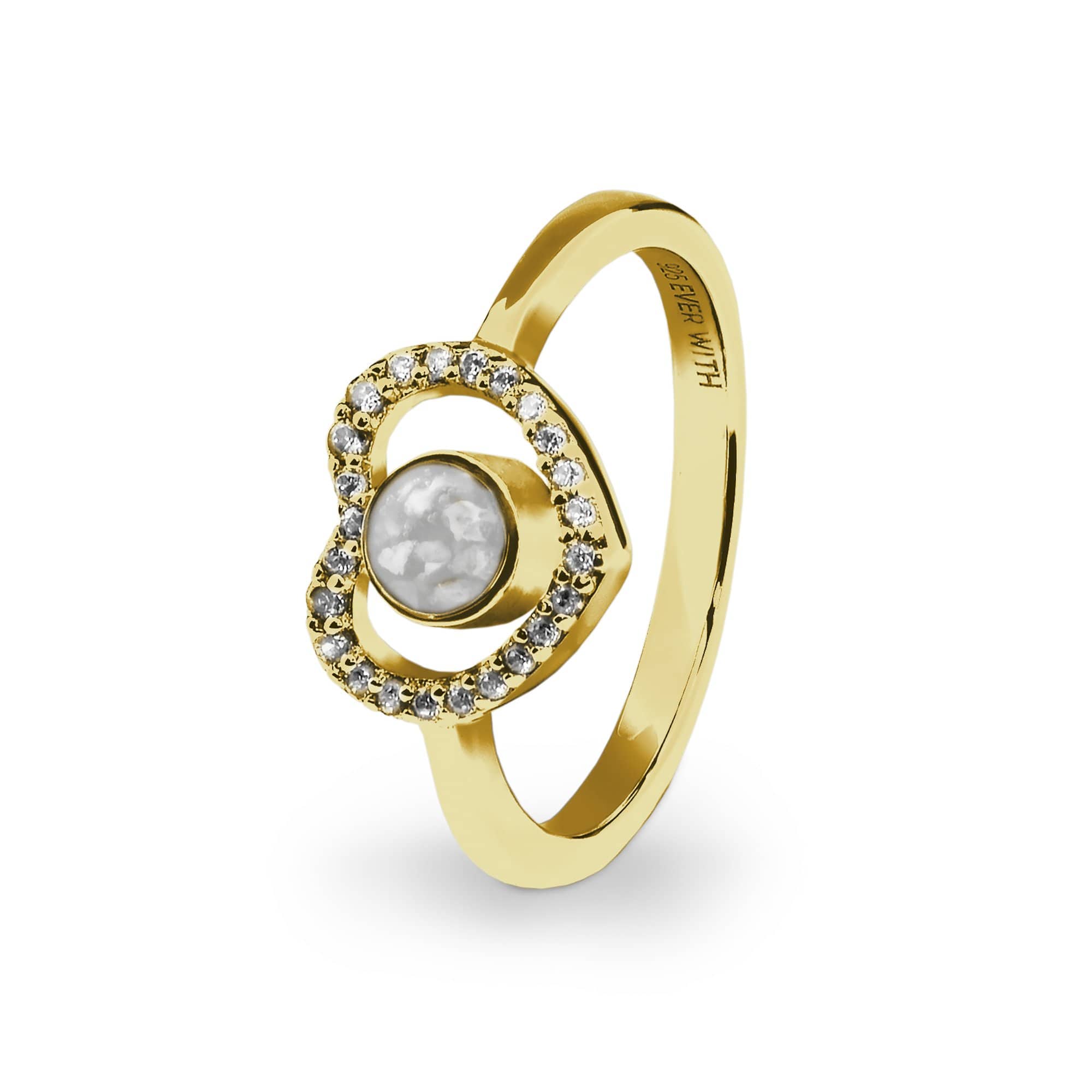 EverWith Ladies Forever Memorial Ashes Ring with Fine Crystals 9k Yellow Gold White