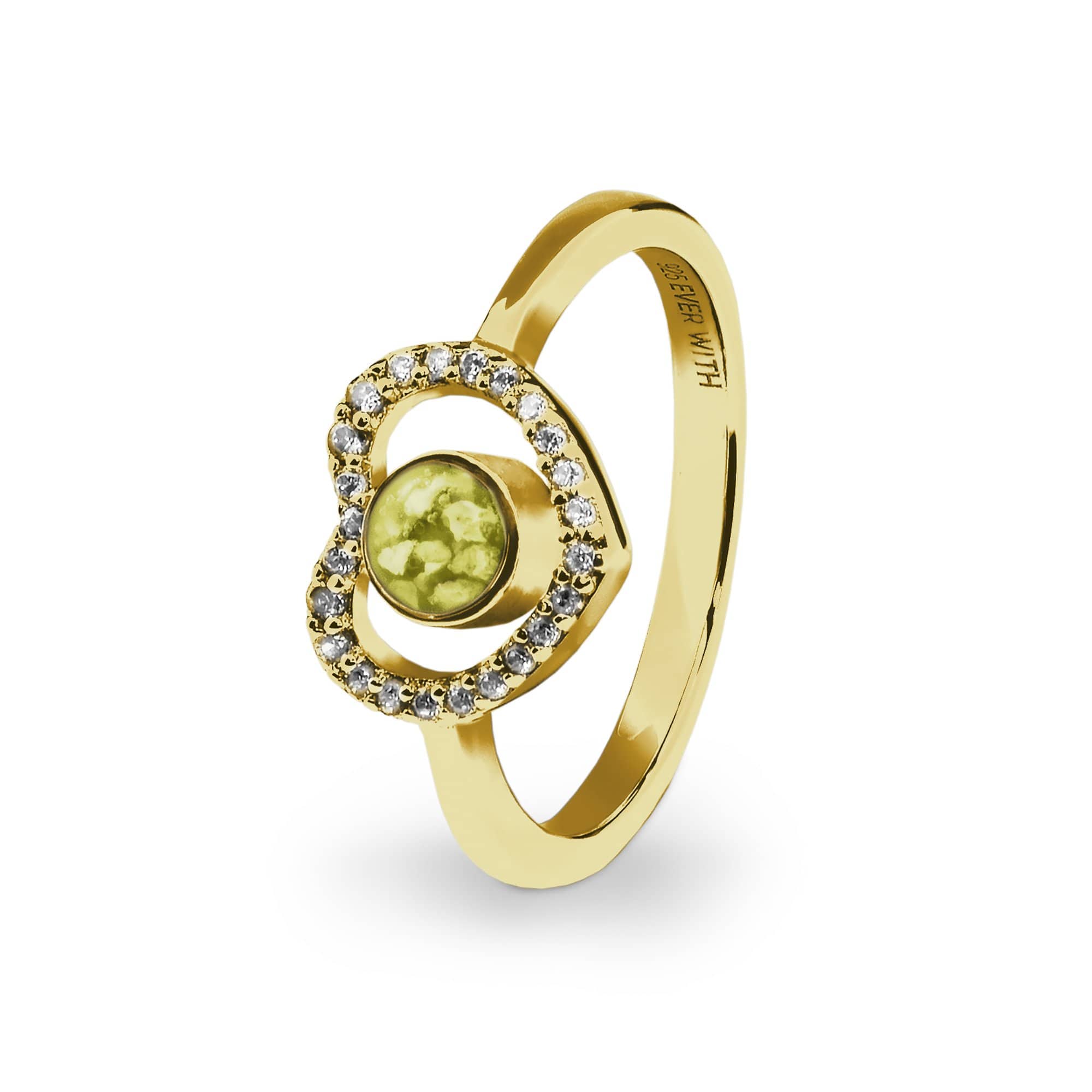 EverWith Ladies Forever Memorial Ashes Ring with Fine Crystals 9k Yellow Gold Yellow