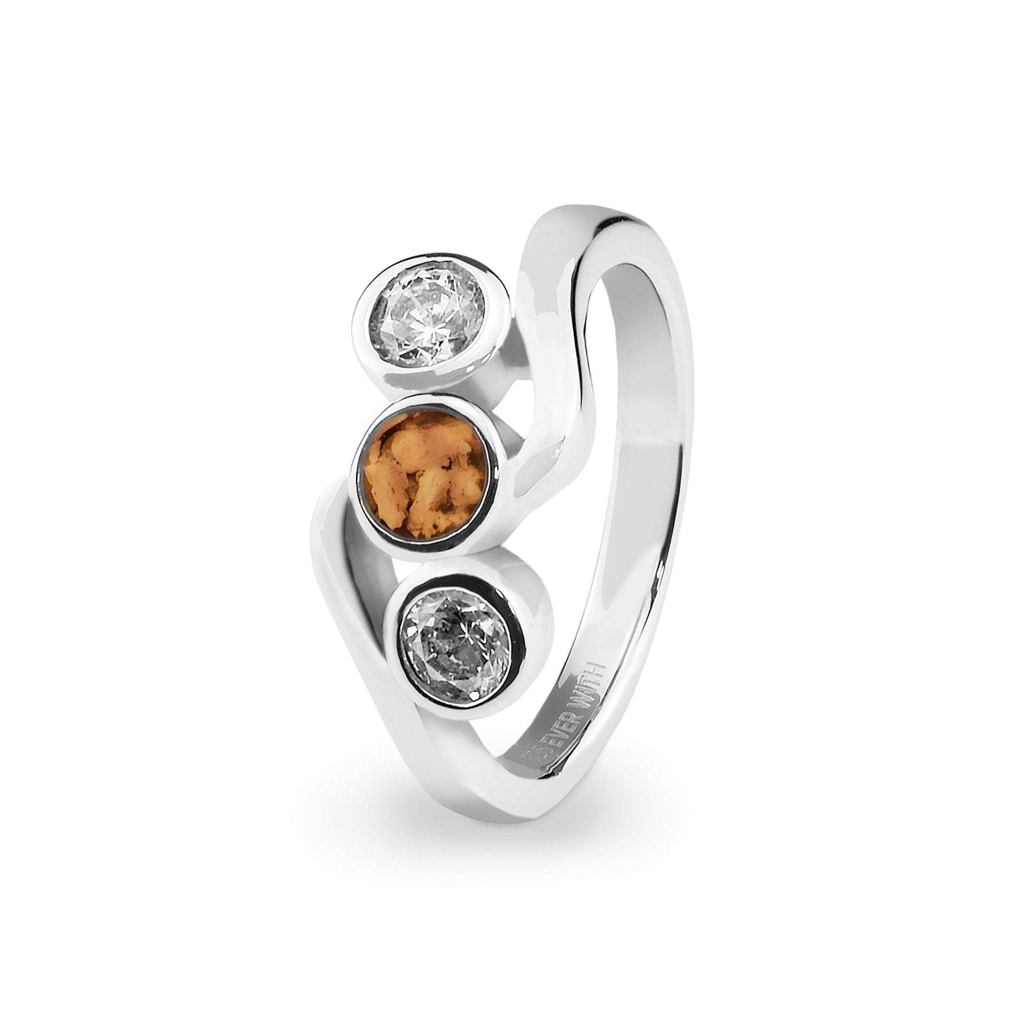 EverWith Ladies Three Of Us Memorial Ashes Ring with Fine Crystals Orange