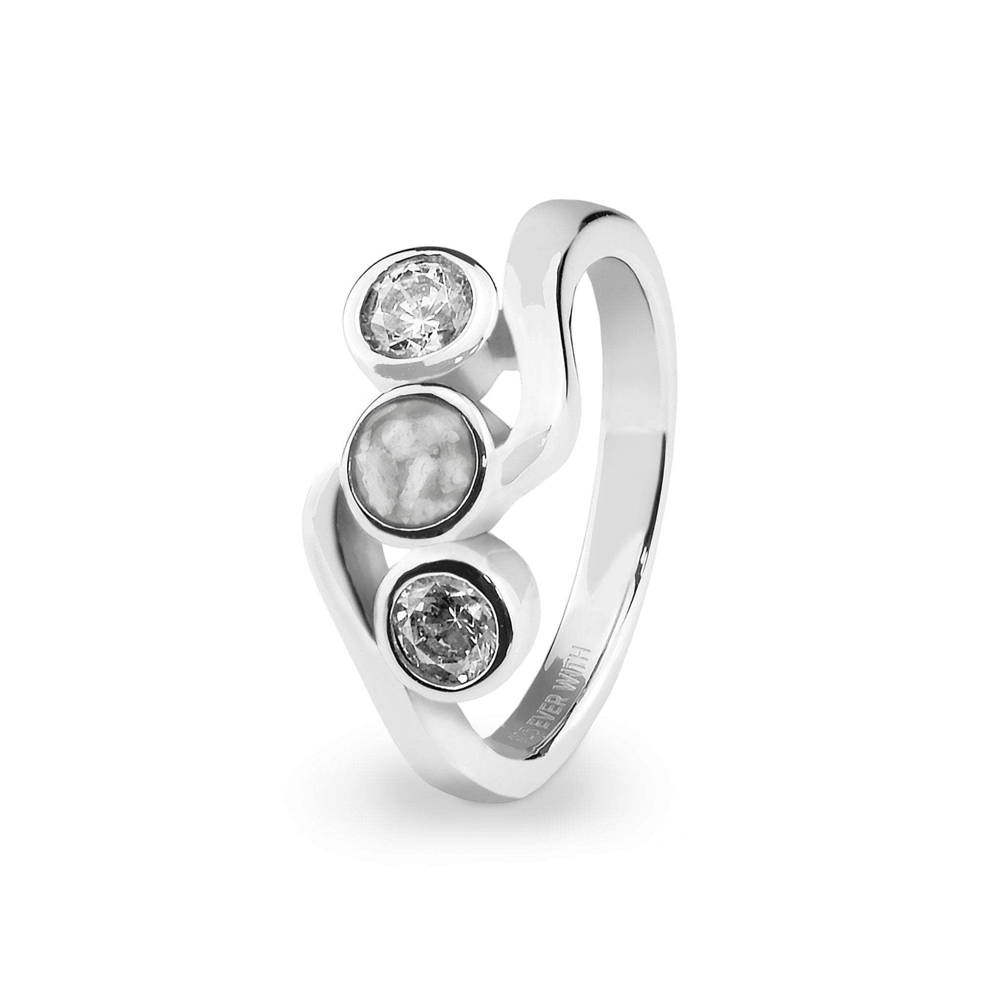 EverWith Ladies Three Of Us Memorial Ashes Ring with Fine Crystals White