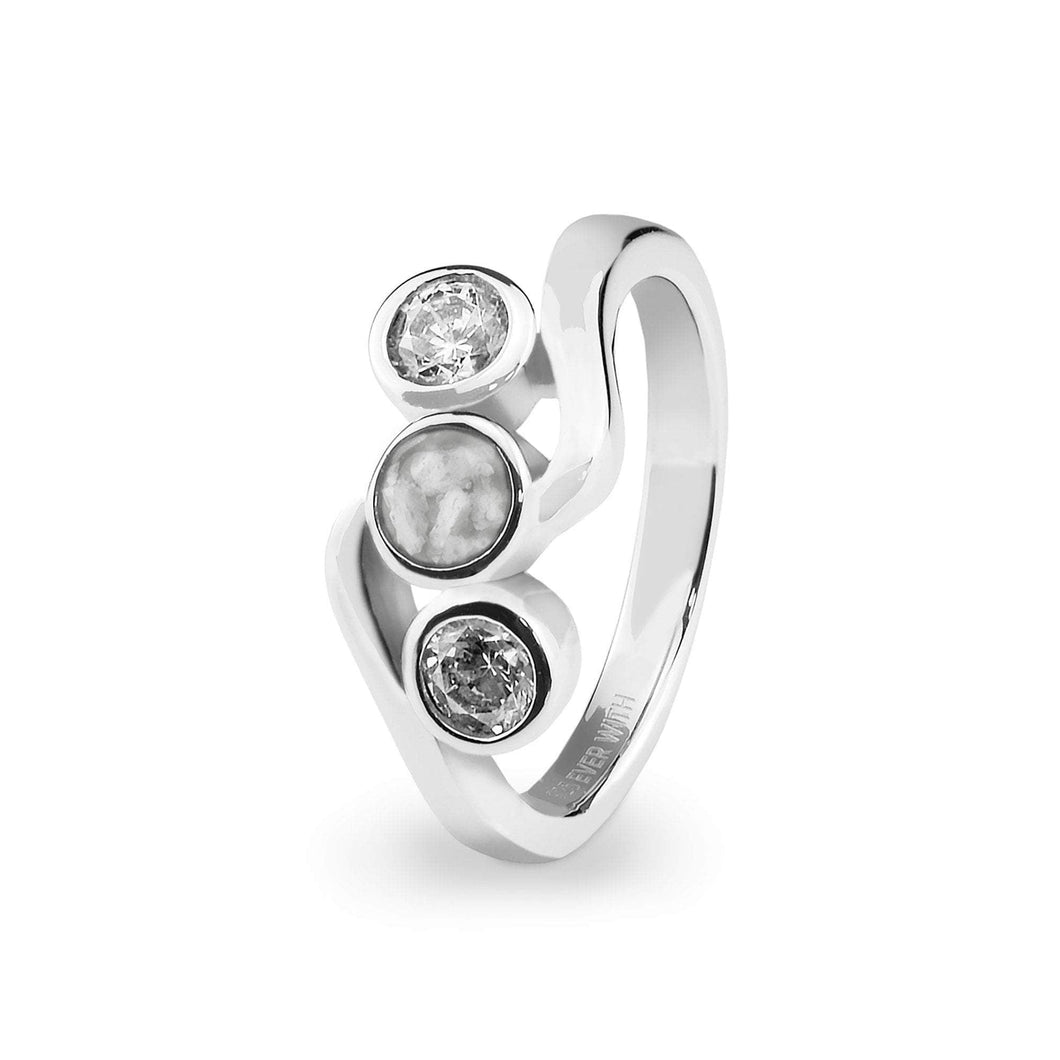 EverWith Ladies Three Of Us Memorial Ashes Ring with Fine Crystals
