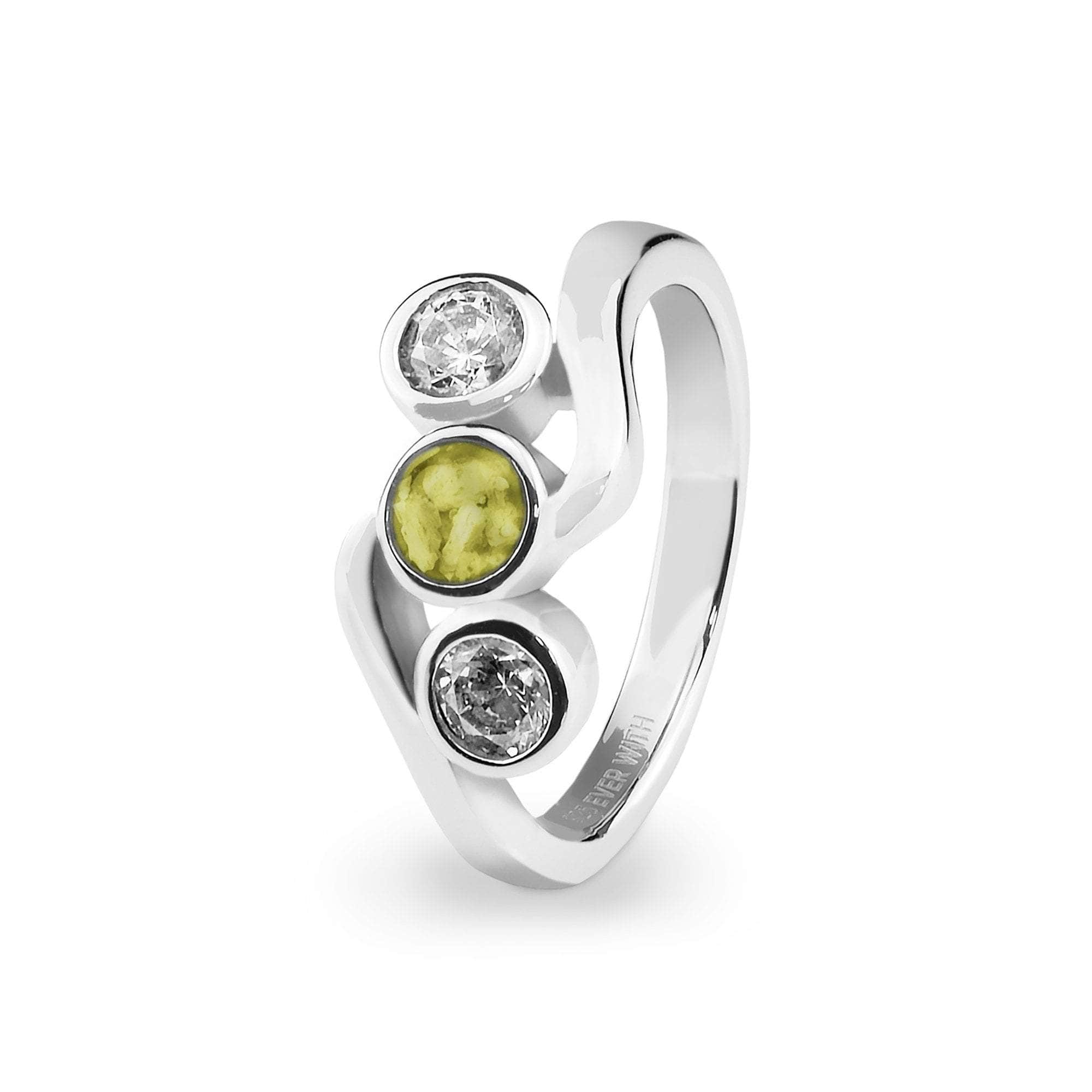 EverWith Ladies Three Of Us Memorial Ashes Ring with Fine Crystals Yellow