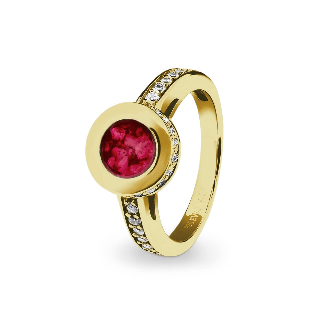 Load image into Gallery viewer, EverWith Ladies Round Halo Memorial Ashes Ring with Fine Crystals