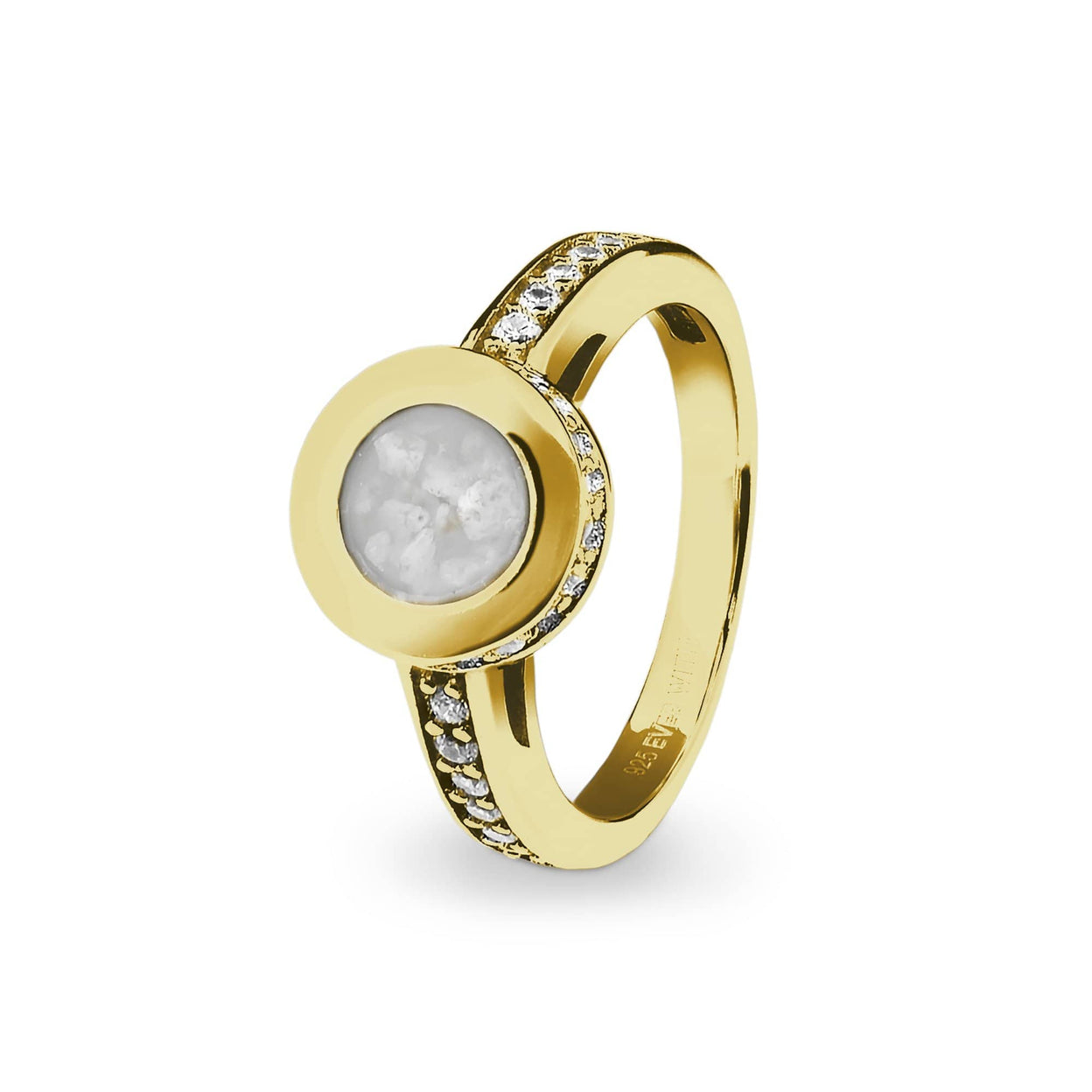 Load image into Gallery viewer, EverWith Ladies Round Halo Memorial Ashes Ring with Fine Crystals