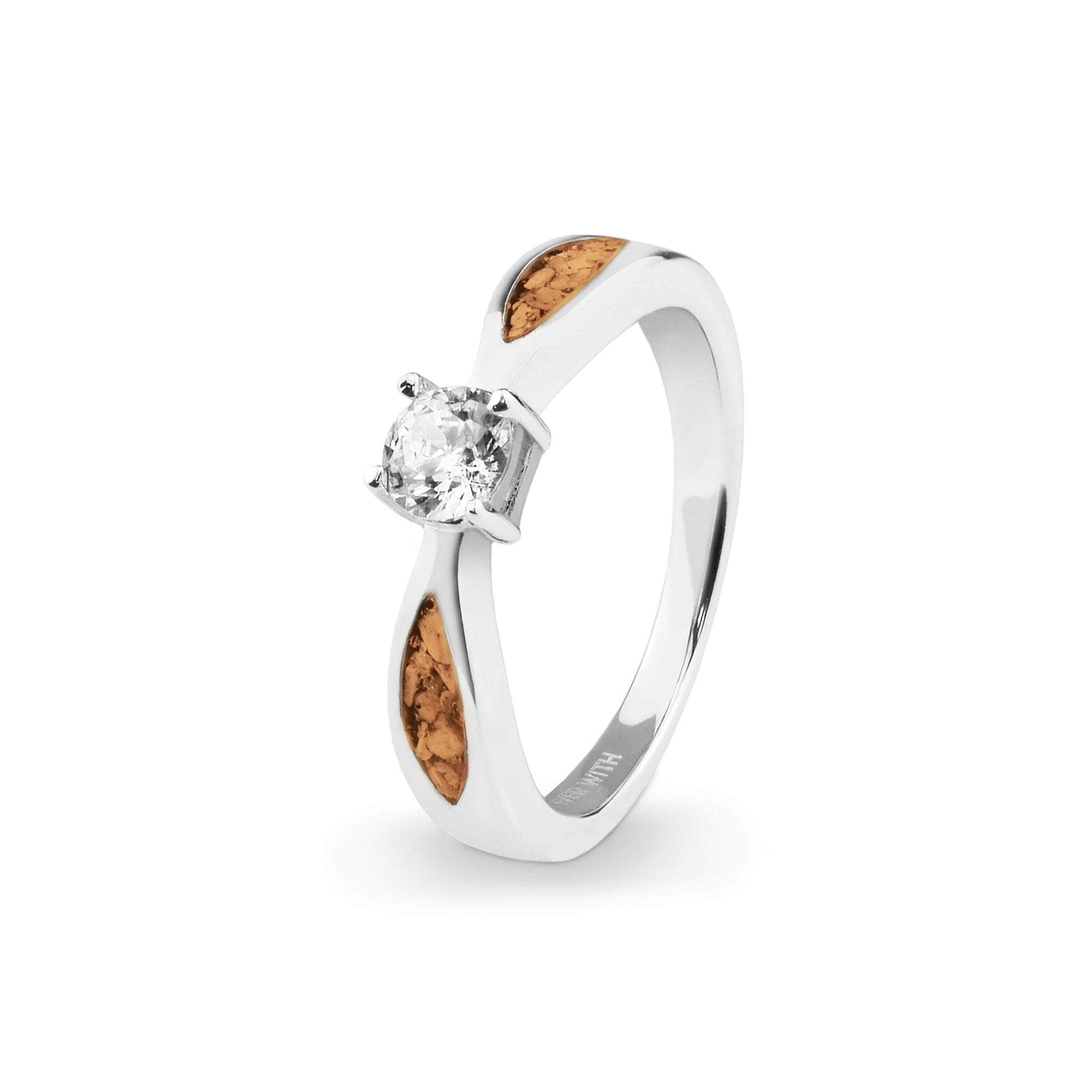EverWith Ladies Solitaire Memorial Ashes Ring with Fine Crystals Orange